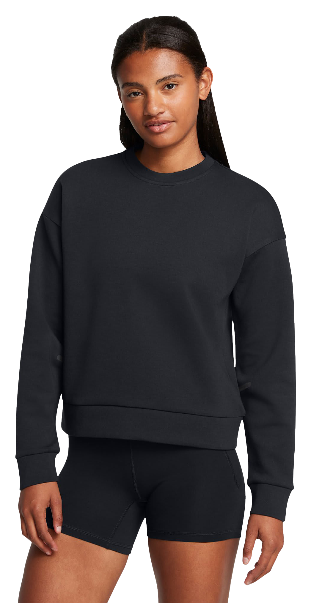 Image of Under Armour Unstoppable Fleece Crew-Neck Pullover for Ladies - Black/Black - XL