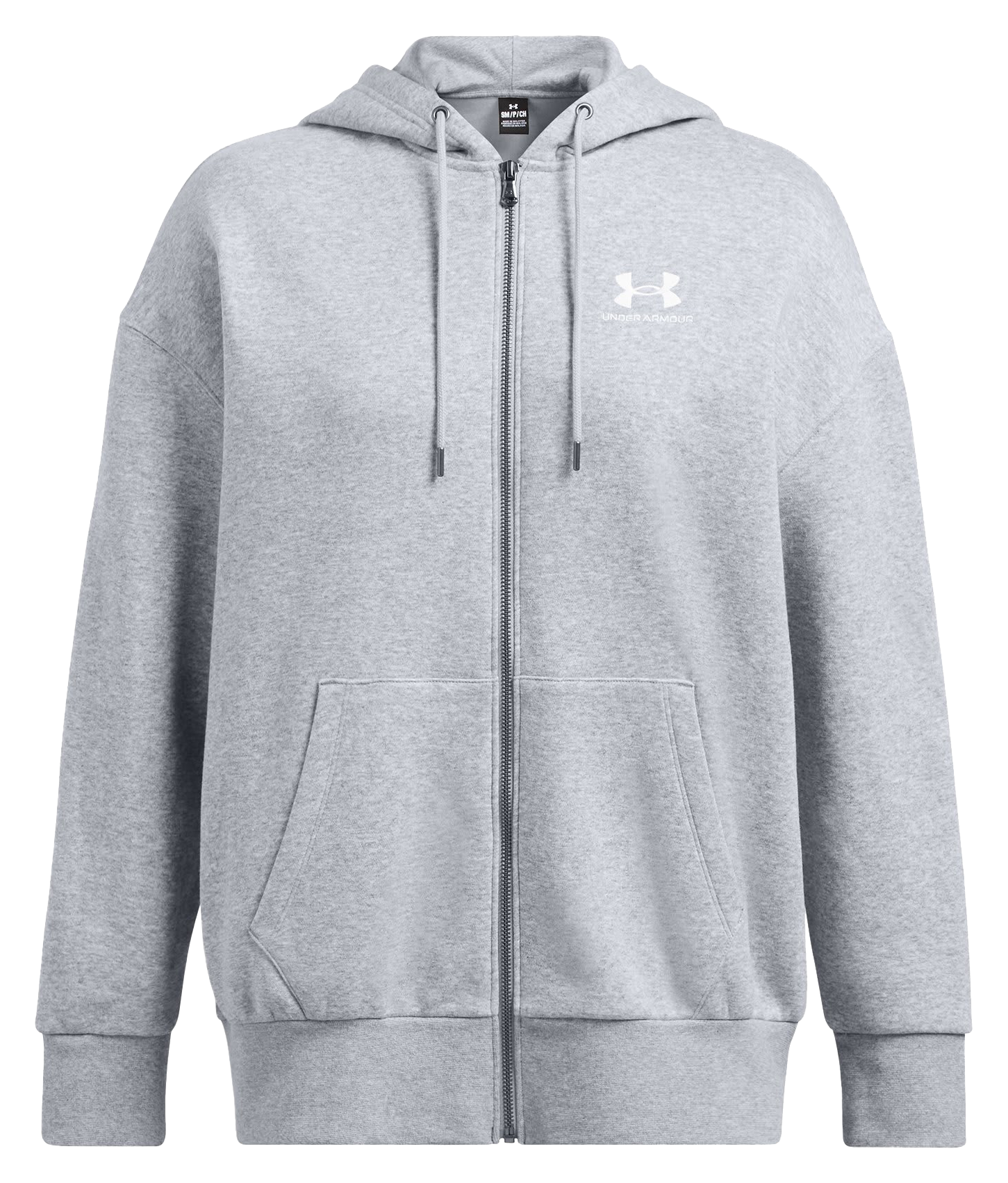 Image of Under Armour Icon Fleece Oversized Full-Zip Jacket for Ladies - Mod Gray Light Heather/White - XS