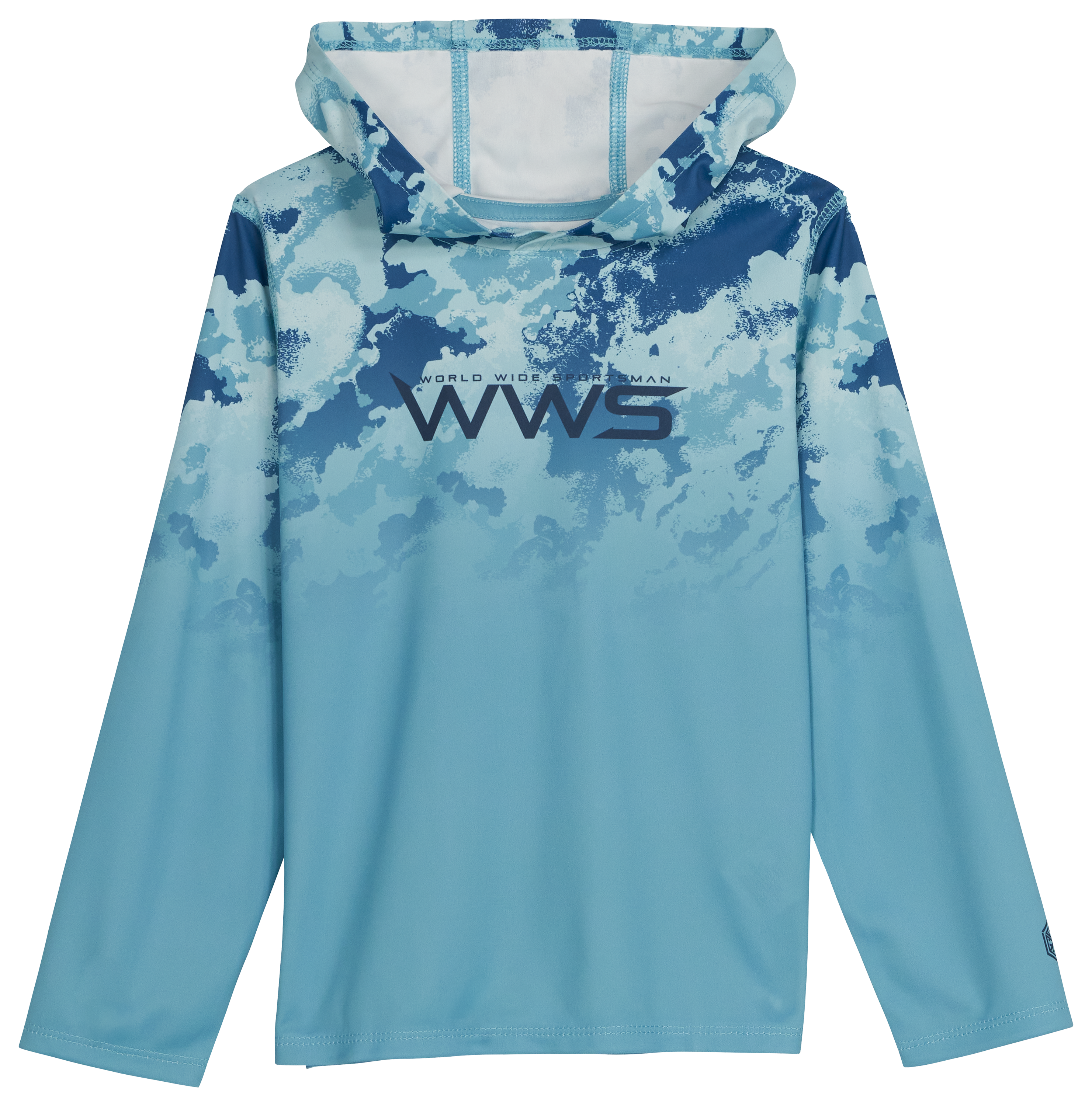 Image of World Wide Sportsman Logo 3D Cool Surfcaster Hoodie for Toddlers - Swell Milky Blue