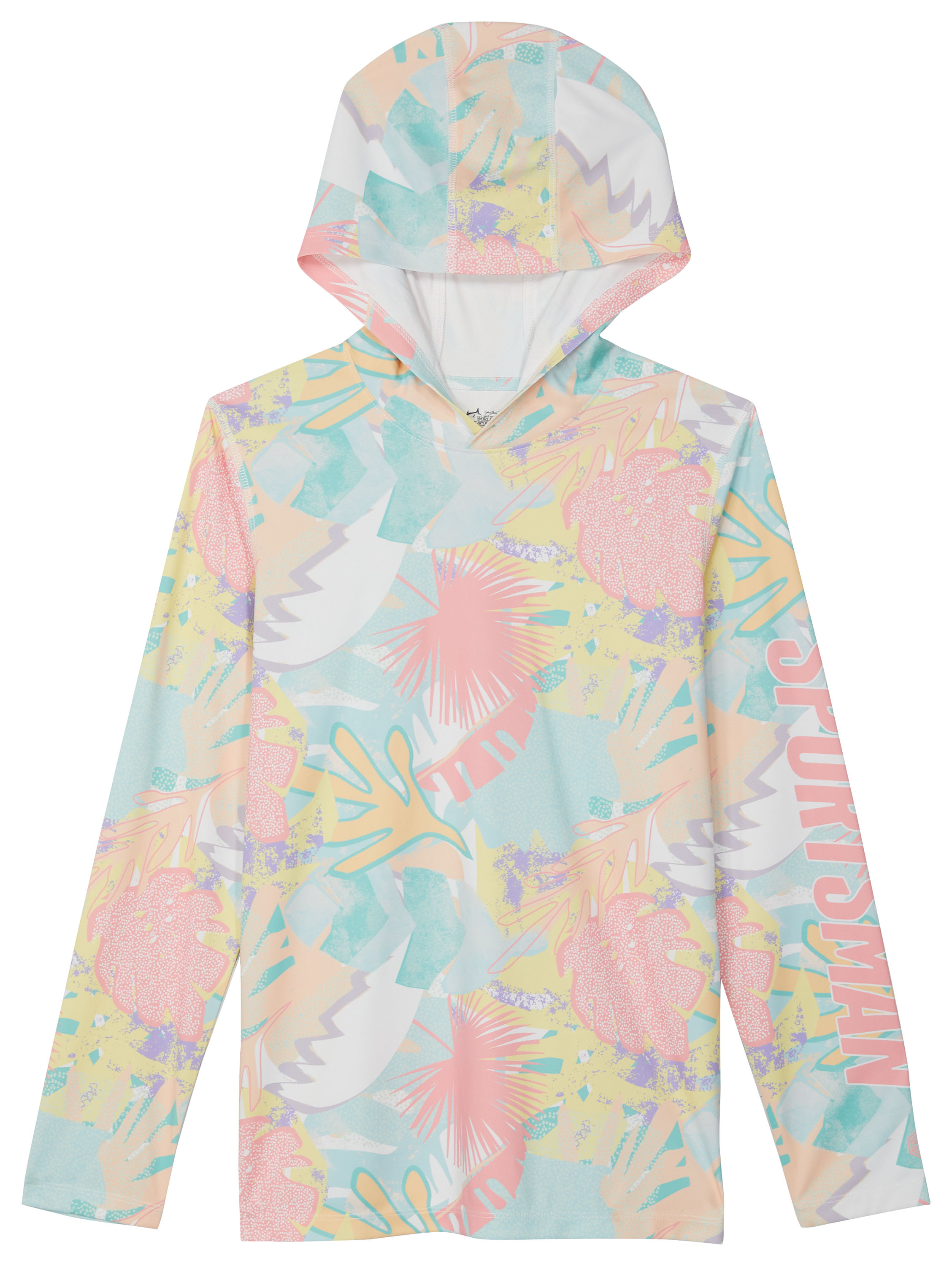 Image of World Wide Sportsman Logo 3D Cool Surfcaster Hoodie for Kids - Tropical Pampas Print