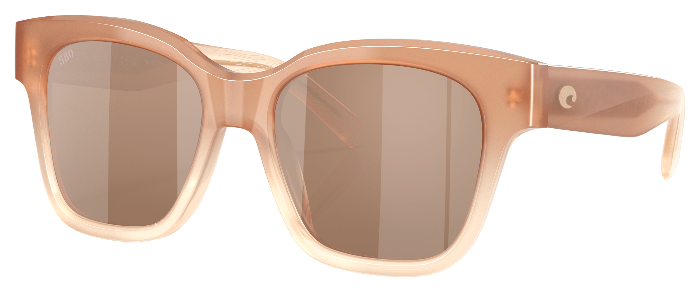 Image of Costa Del Mar Nusa 580G Glass Polarized Sunglasses for Ladies - Polished Sandbar/Copper Silver Mirror - X-Large