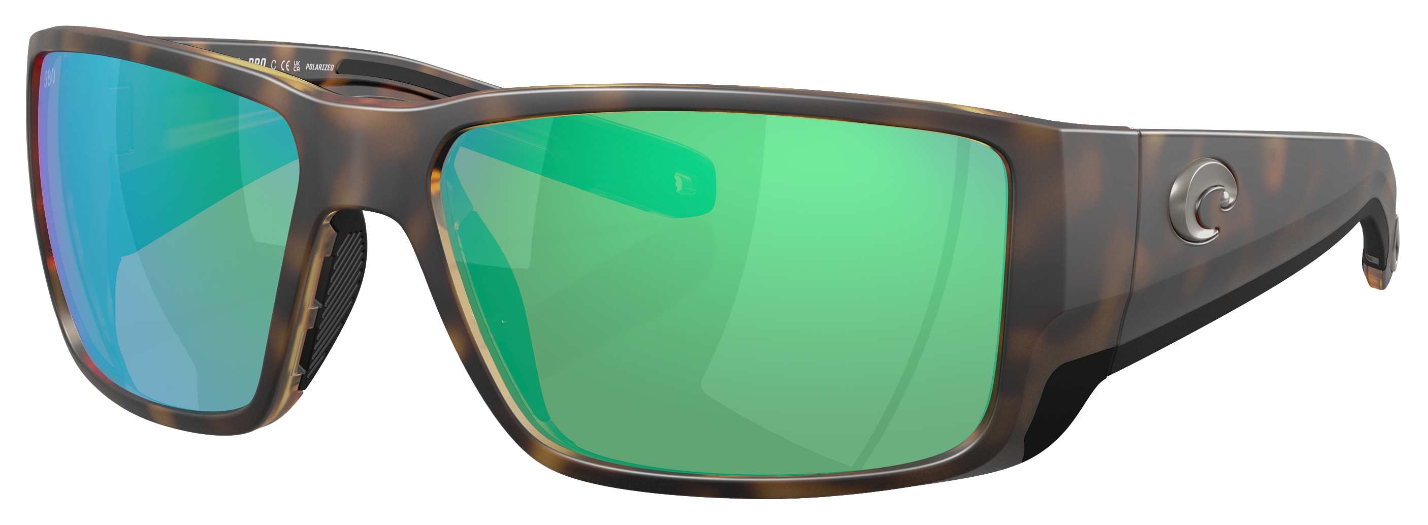 Image of Costa Del Mar Blackfin Pro 580G Glass Polarized Sunglasses - Matte Tortoise/Green Mirror - Large