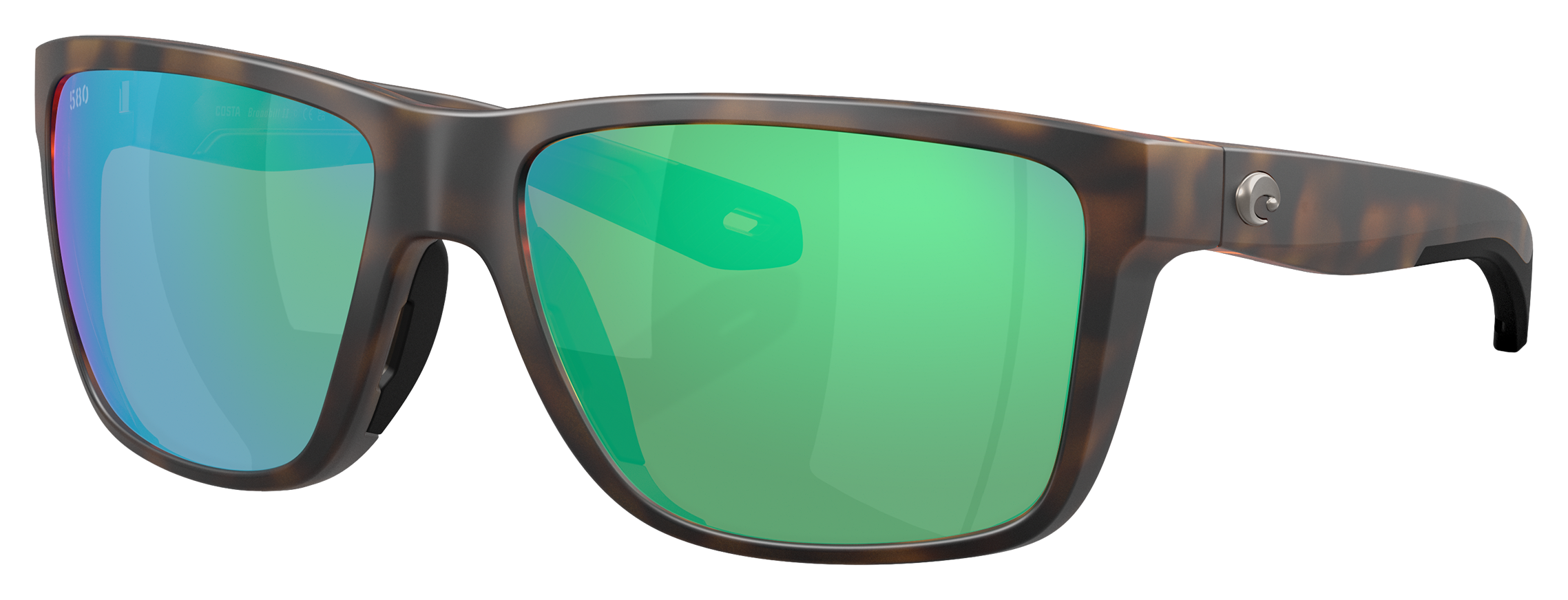 Image of Costa Del Mar Broadbill II 580G Glass Polarized Sunglasses - Matte Tortoise/Green Mirror - Large