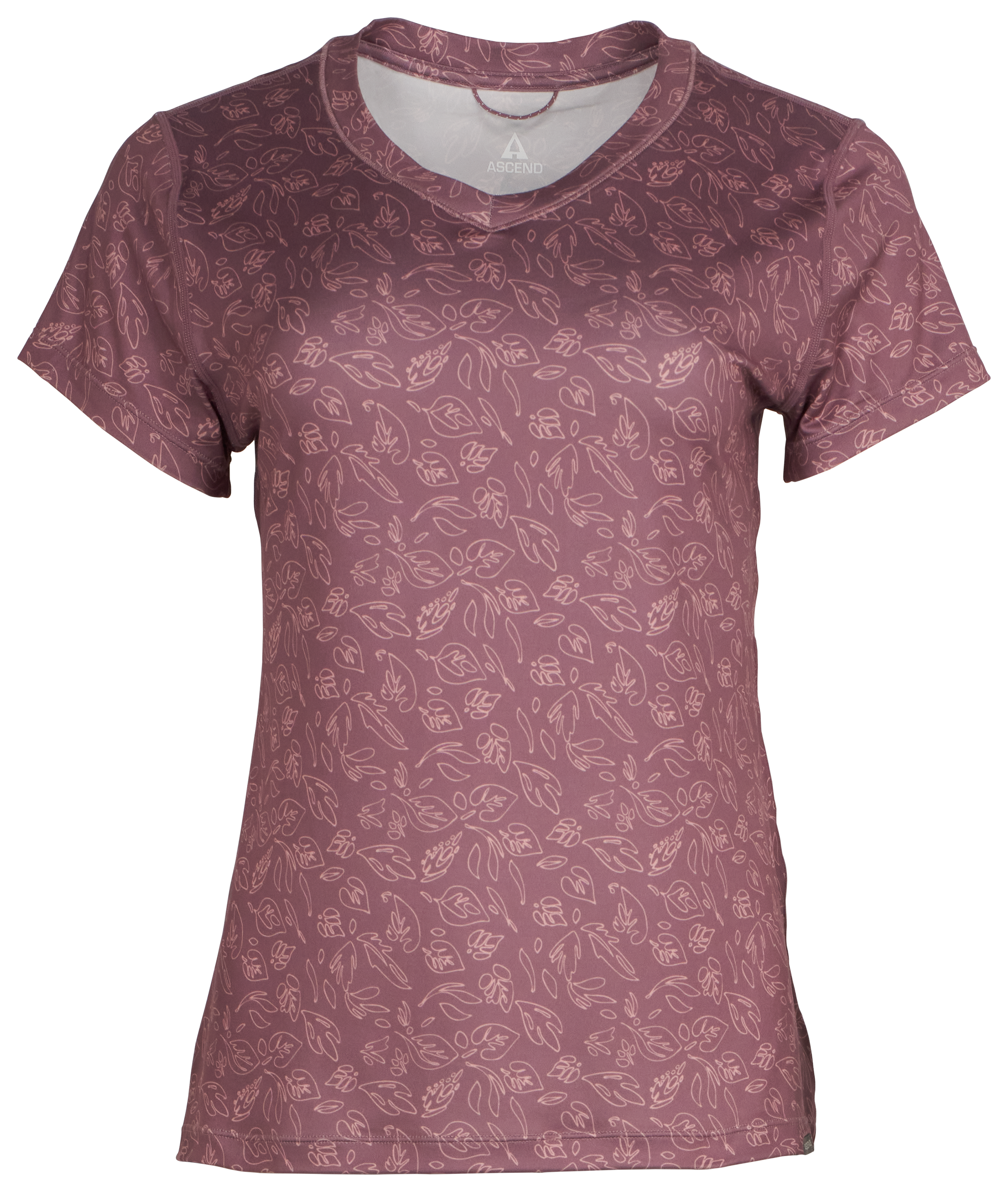 Image of Ascend Evolve Performance Short-Sleeve T-Shirt for Ladies - Spring Leaves Outlines Grape Shake - XL