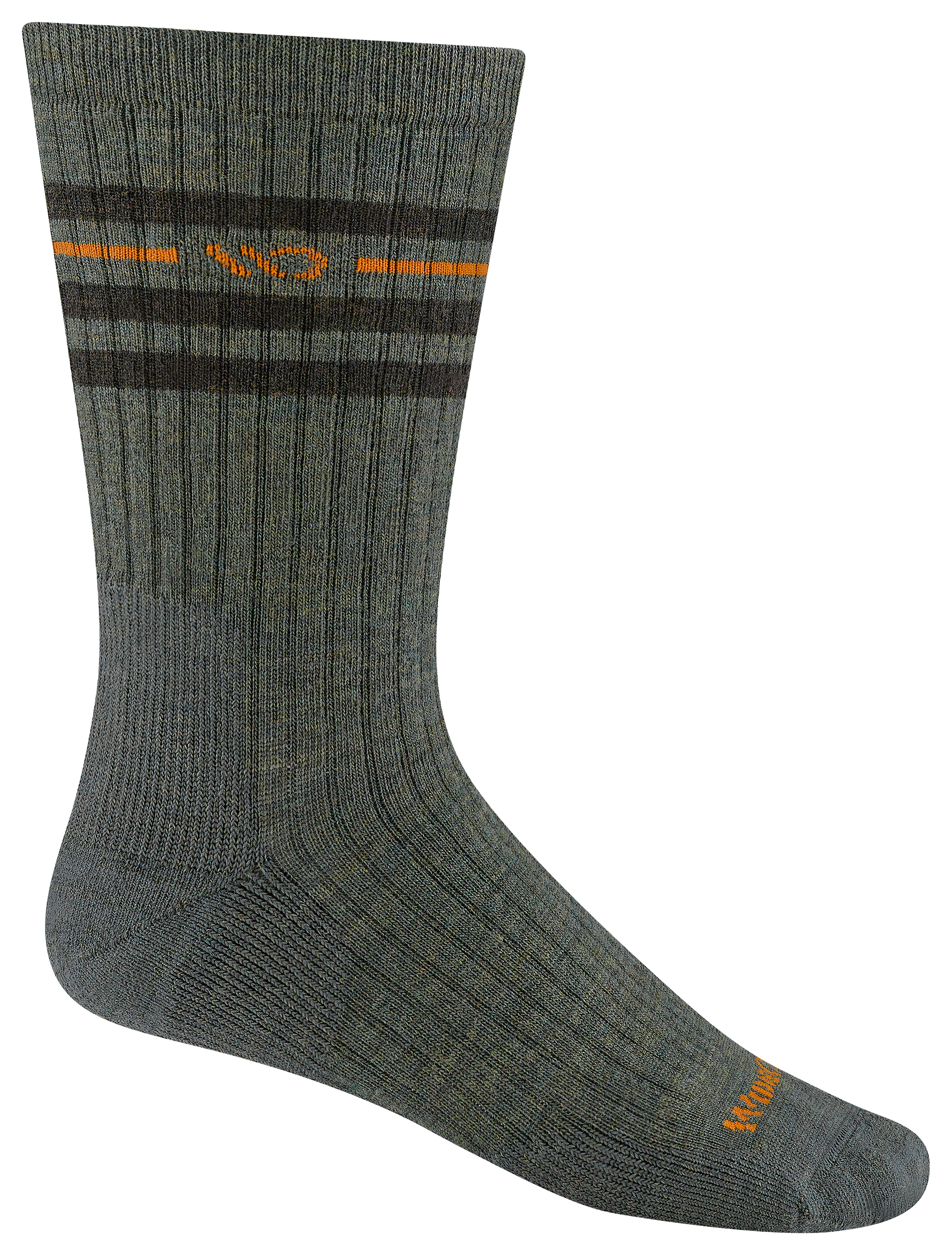 Image of Darn Tough Wide Open Vintage Stripe Cushioned Crew Socks for Men - Forest - M/Men's 8-9.5