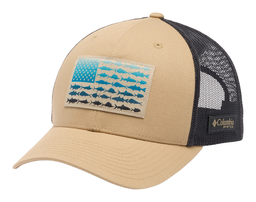 Image of Columbia PFG Mesh Snapback Fish Flag Ball Cap - Beach/Shark/Fish Flag