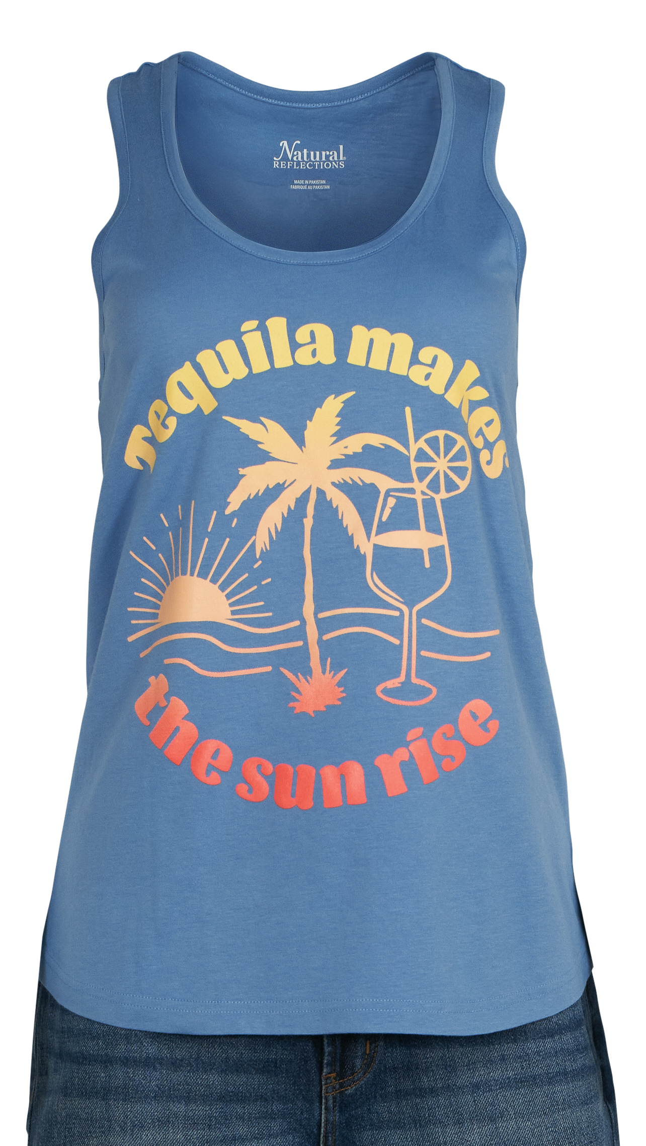 Image of Natural Reflections Tequila Sunrise Tank - Riviera Blue
