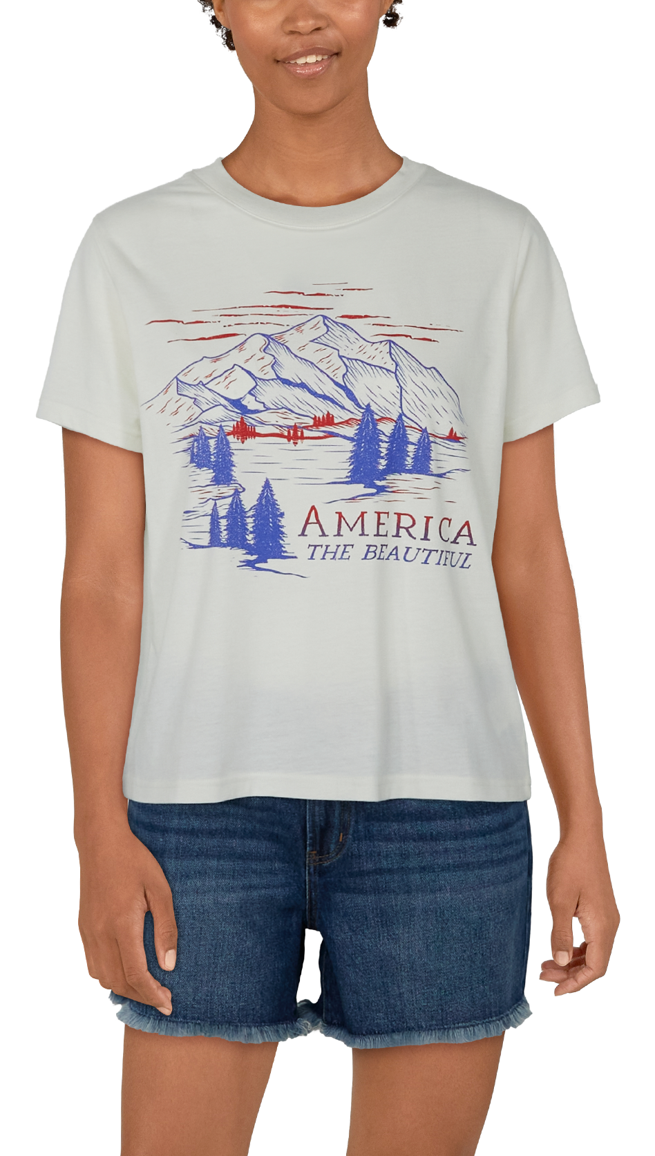 Natural Reflections America the Beautiful Graphic Short-Sleeve T-Shirt for Ladies                                               