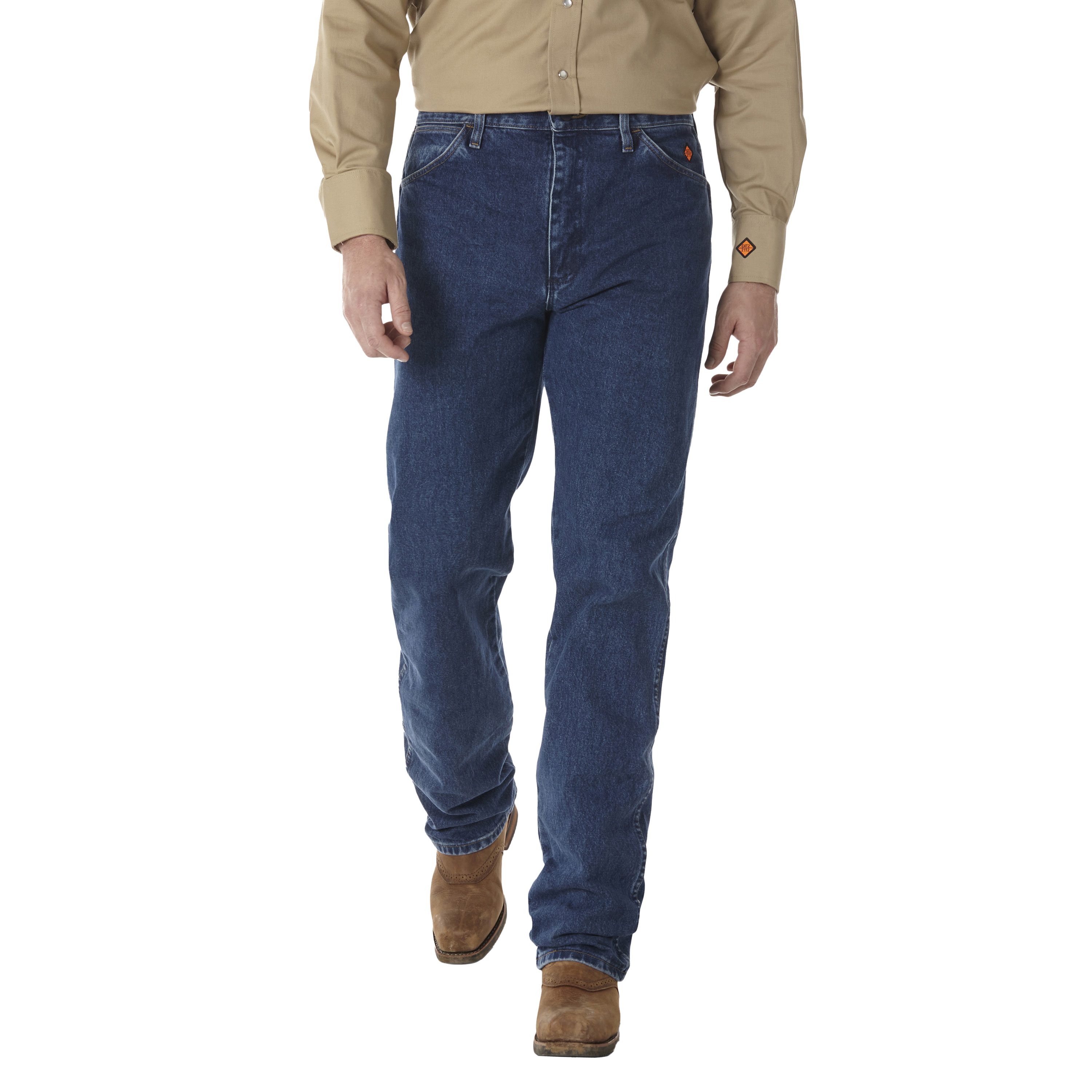 Image of Wrangler FR Flame-Resistant Original-Fit Jeans for Men - Stonewash - 38x30