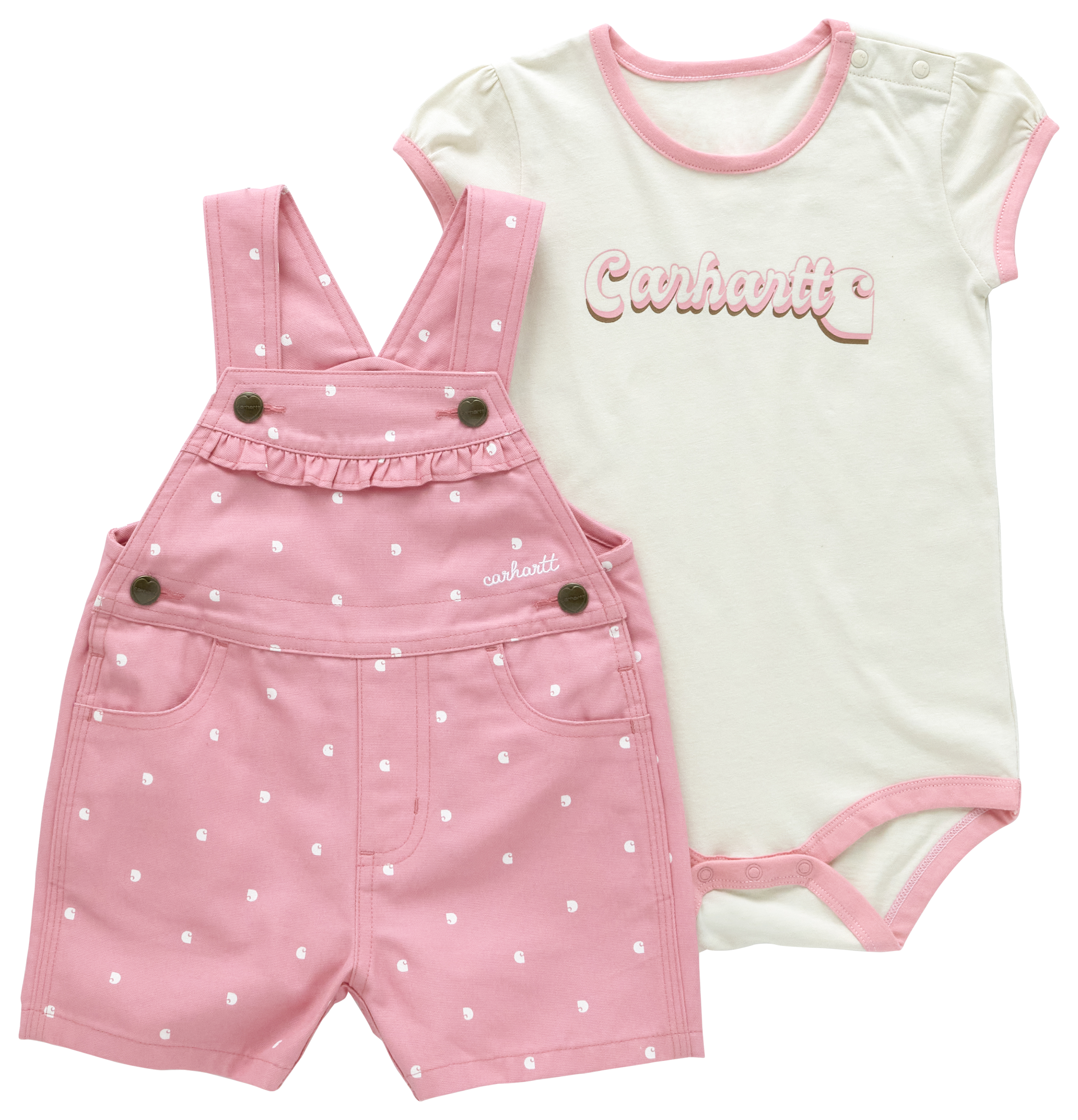 Carhartt Short-Sleeve Bodysuit and Ruffled Canvas Shortalls Set for Babies                                                      