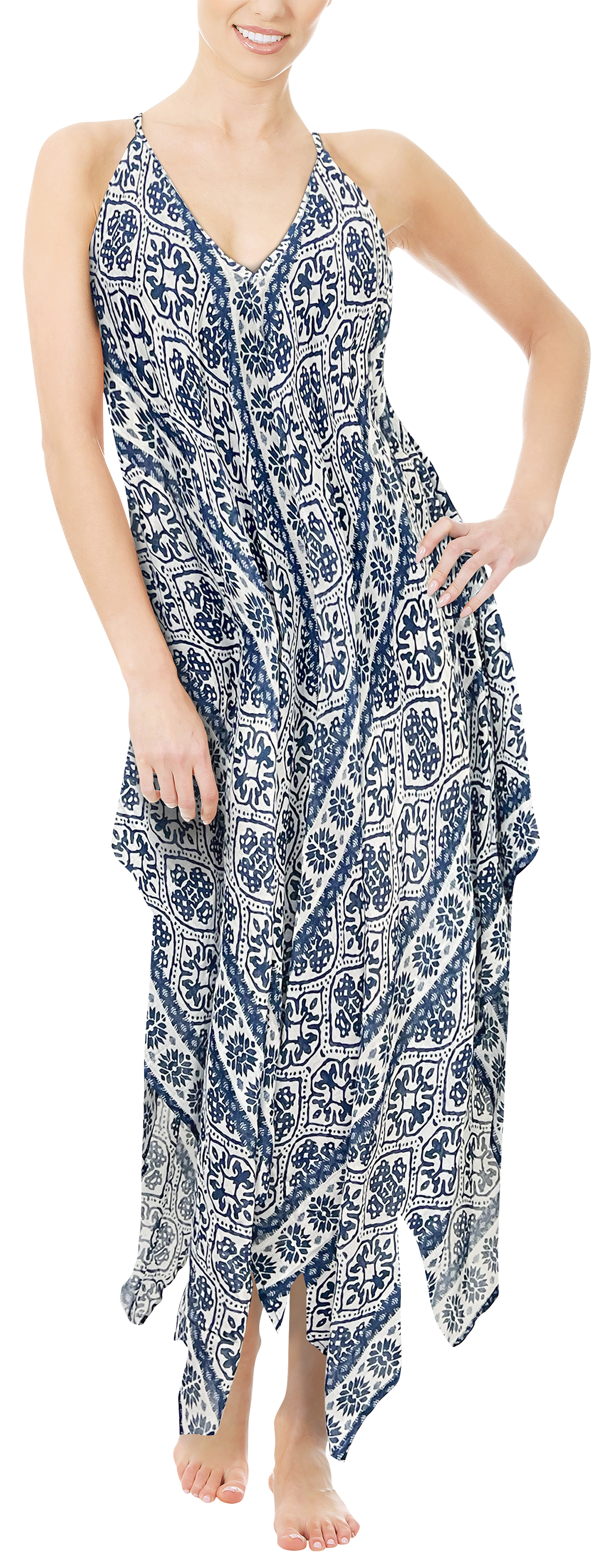 Image of Quagga Ink Tiles Kerchief Dress Swimsuit Cover-Up for Ladies