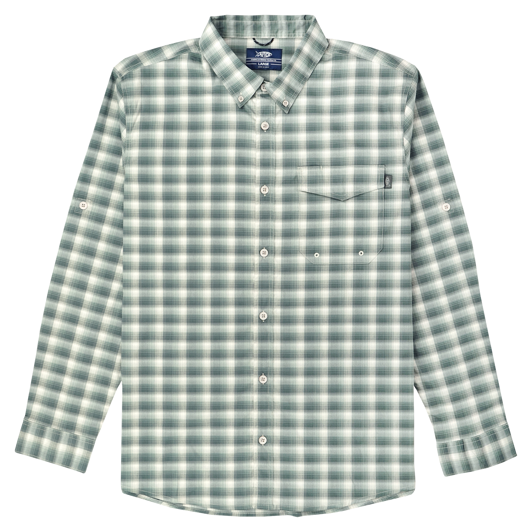 Image of AFTCO Portside Long-Sleeve Fishing Shirt for Men - Jade Dust - S