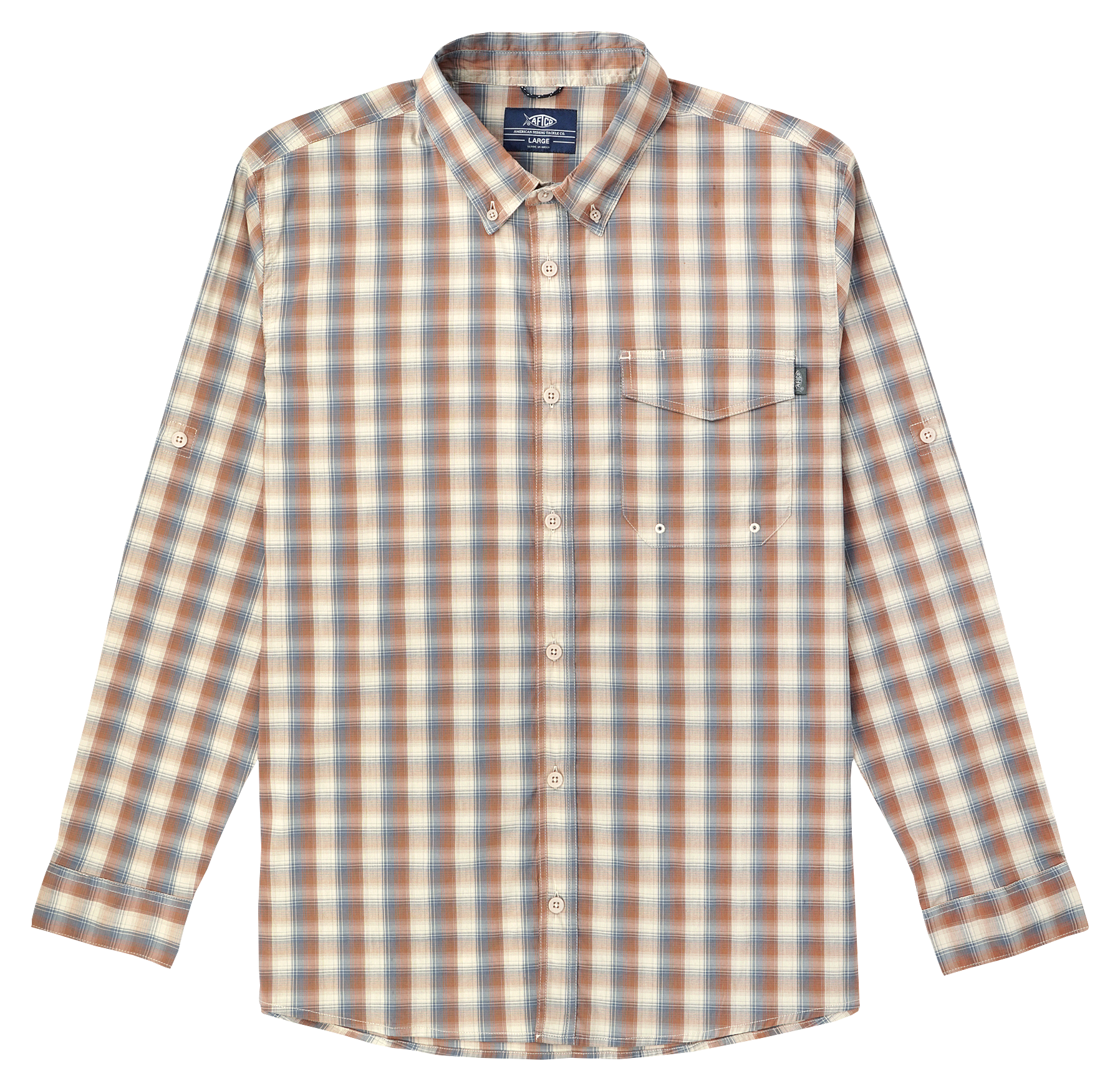 Image of AFTCO Portside Long-Sleeve Fishing Shirt for Men - Rubber - 2X