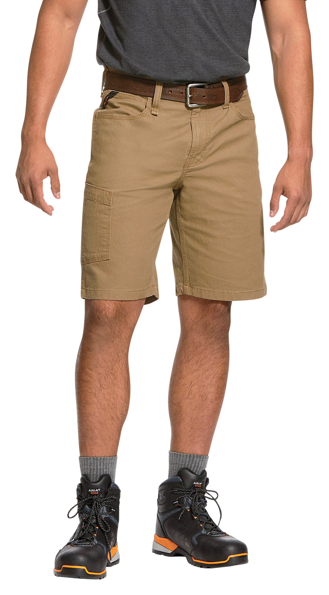 Image of Ariat Rebar Made Tough DuraStretch Shorts for Men - Field Khaki