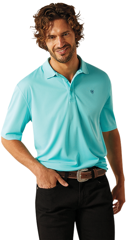 Image of Ariat Tek Short-Sleeve Polo for Men - Blue Radiance