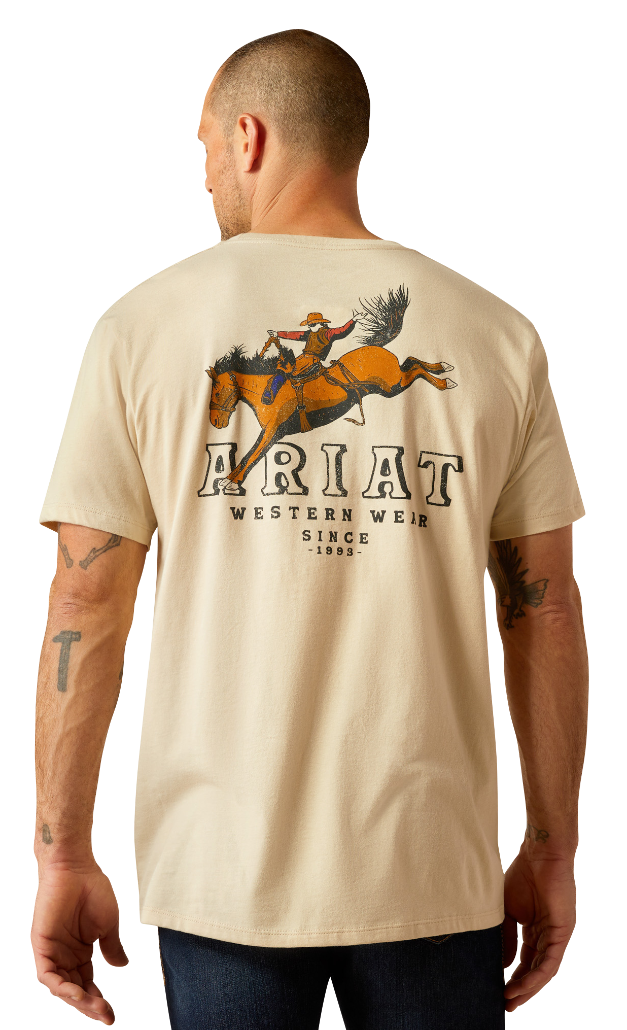 Image of Ariat Bronc Ridin Heritage Short-Sleeve T-Shirt for Men - Natural