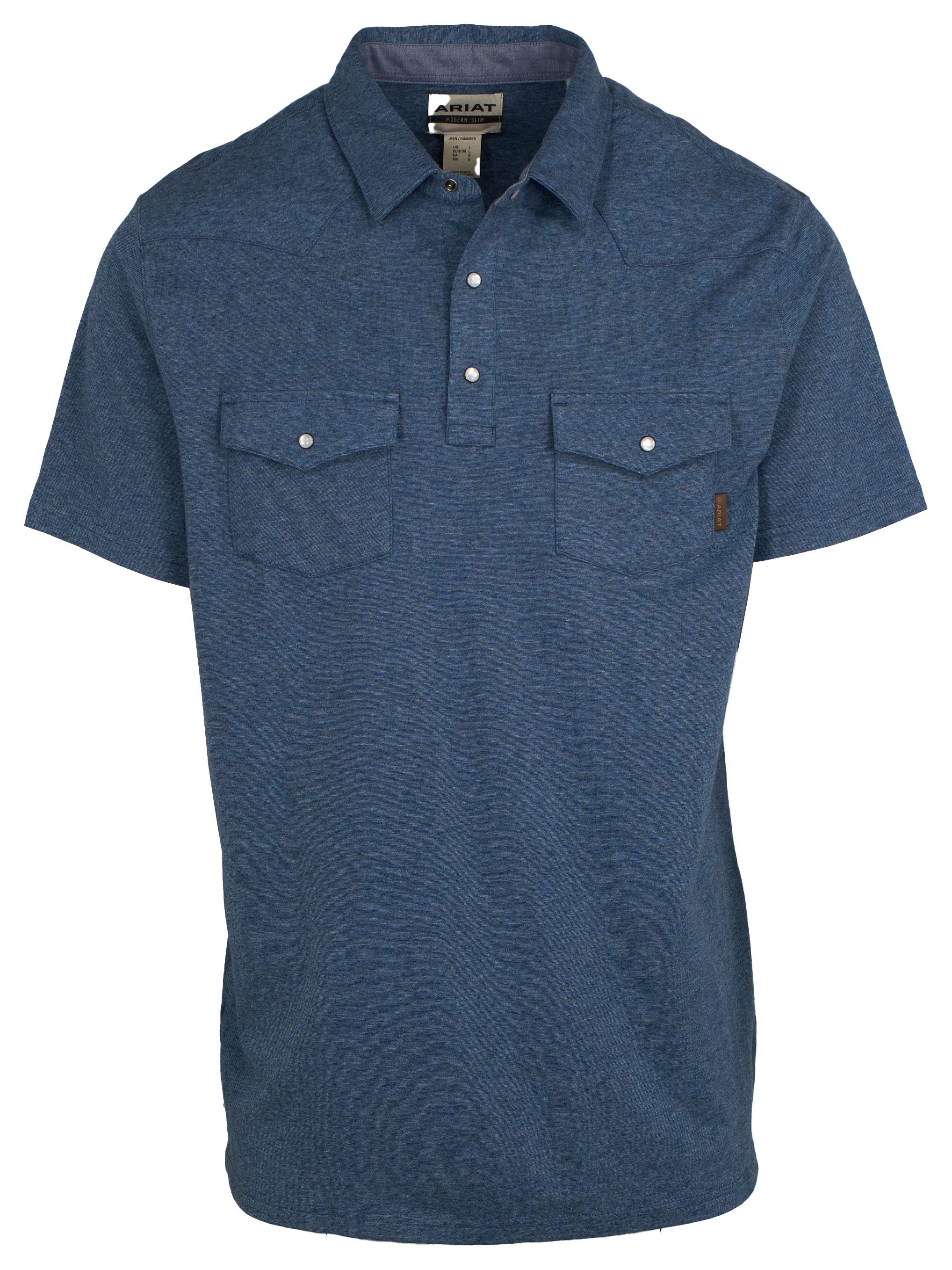 Image of Ariat Retro Western Snap Short-Sleeve Polo for Men - Blue
