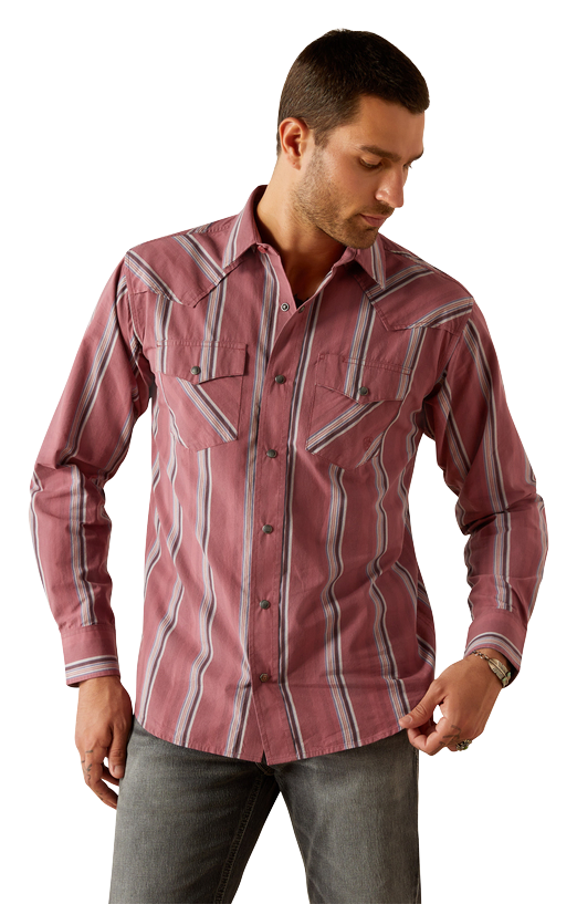 Image of Ariat Humphrey Retro Snap Long-Sleeve Shirt for Men - Red - L