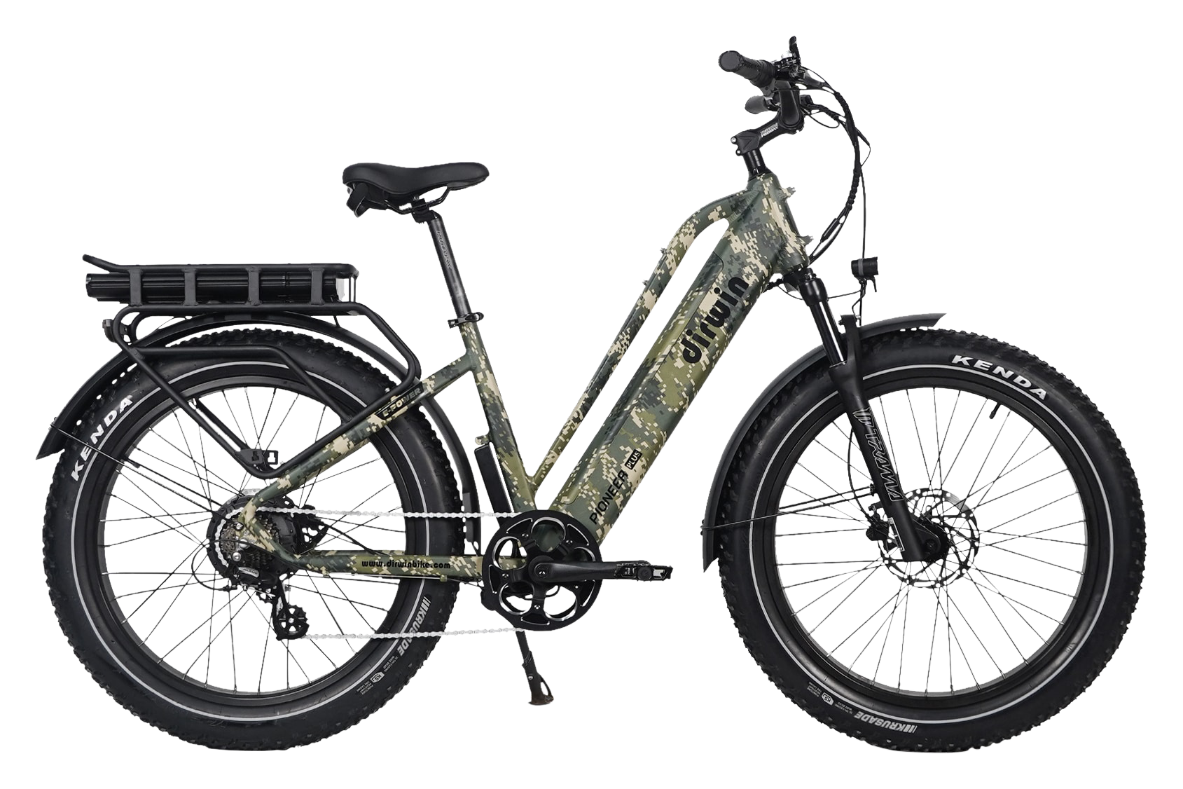 Image of Dirwin Pioneer Plus Fat Tire All-Terrain Electric Bike - Green Camo