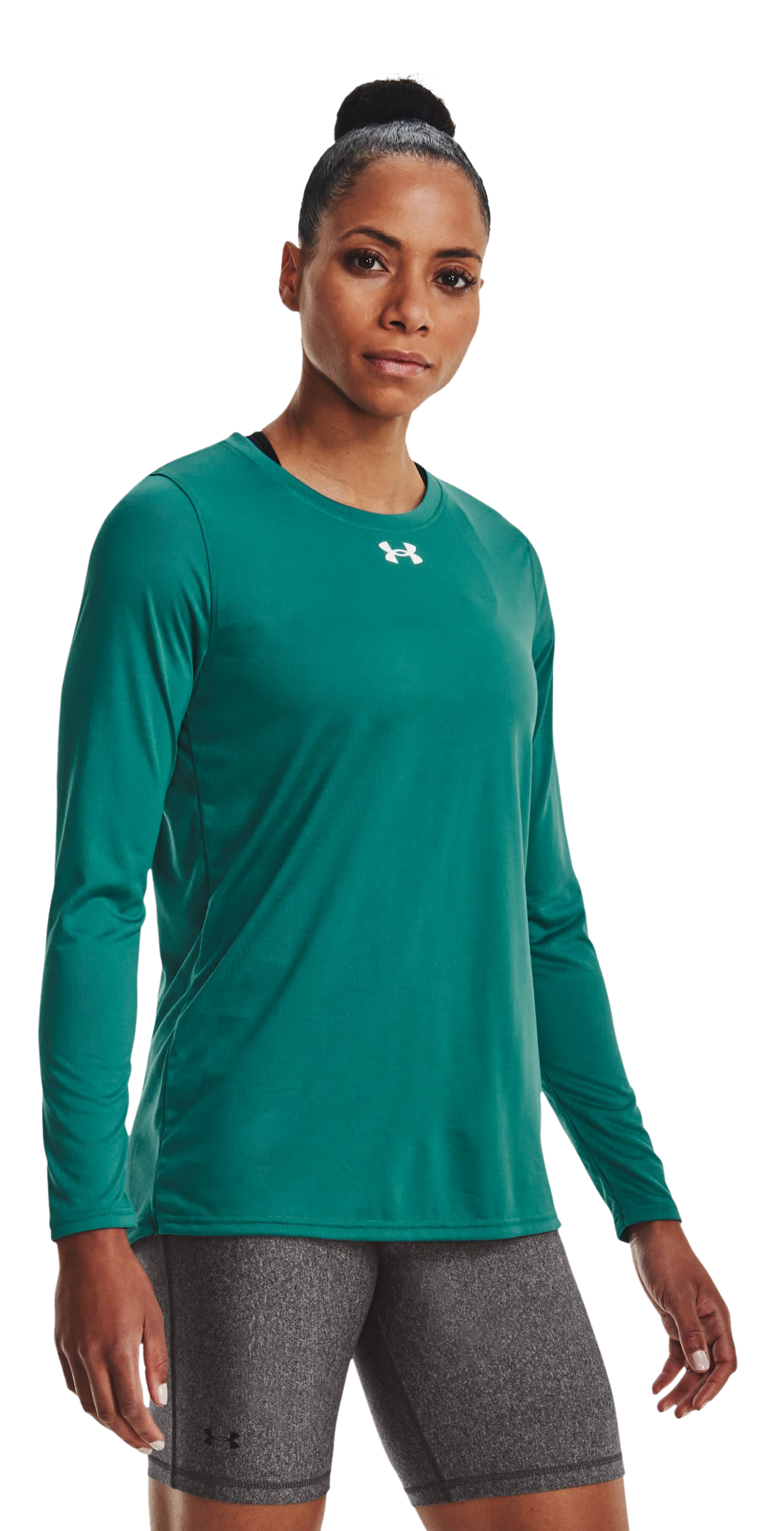 Image of Under Armour UA Tech Team Long-Sleeve Shirt for Ladies - Coastal Teal/White