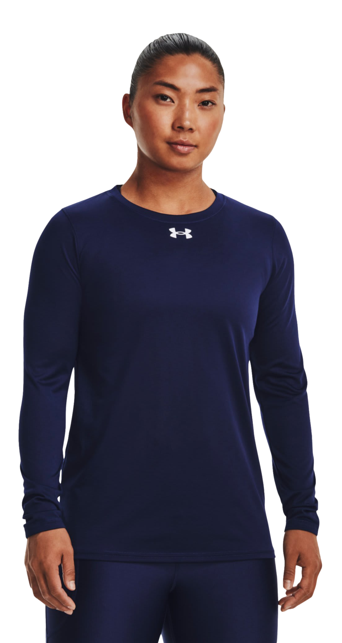 Image of Under Armour UA Tech Team Long-Sleeve Shirt for Ladies - Midnight Navy/White
