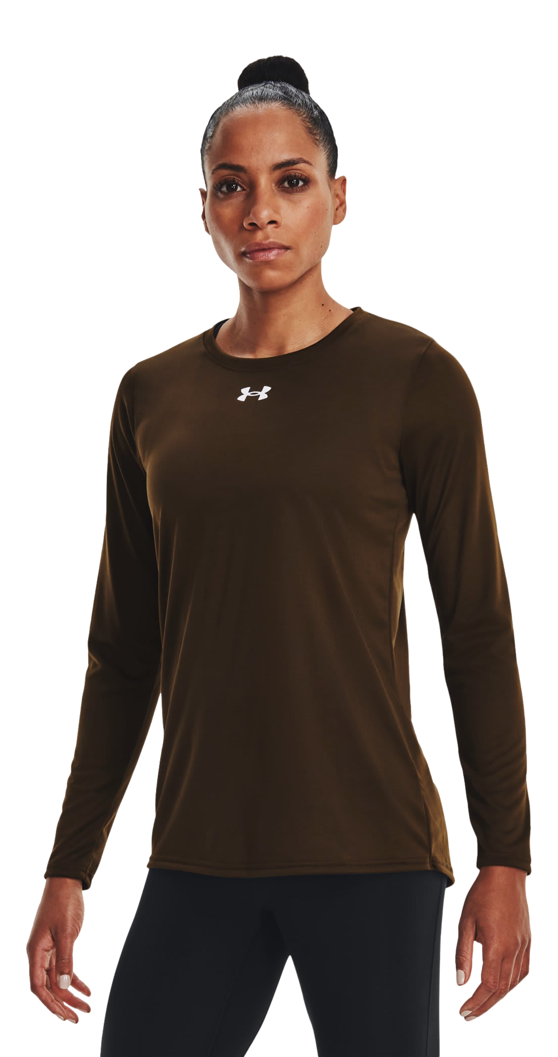 Image of Under Armour UA Tech Team Long-Sleeve Shirt for Ladies - Cleveland Brown/White