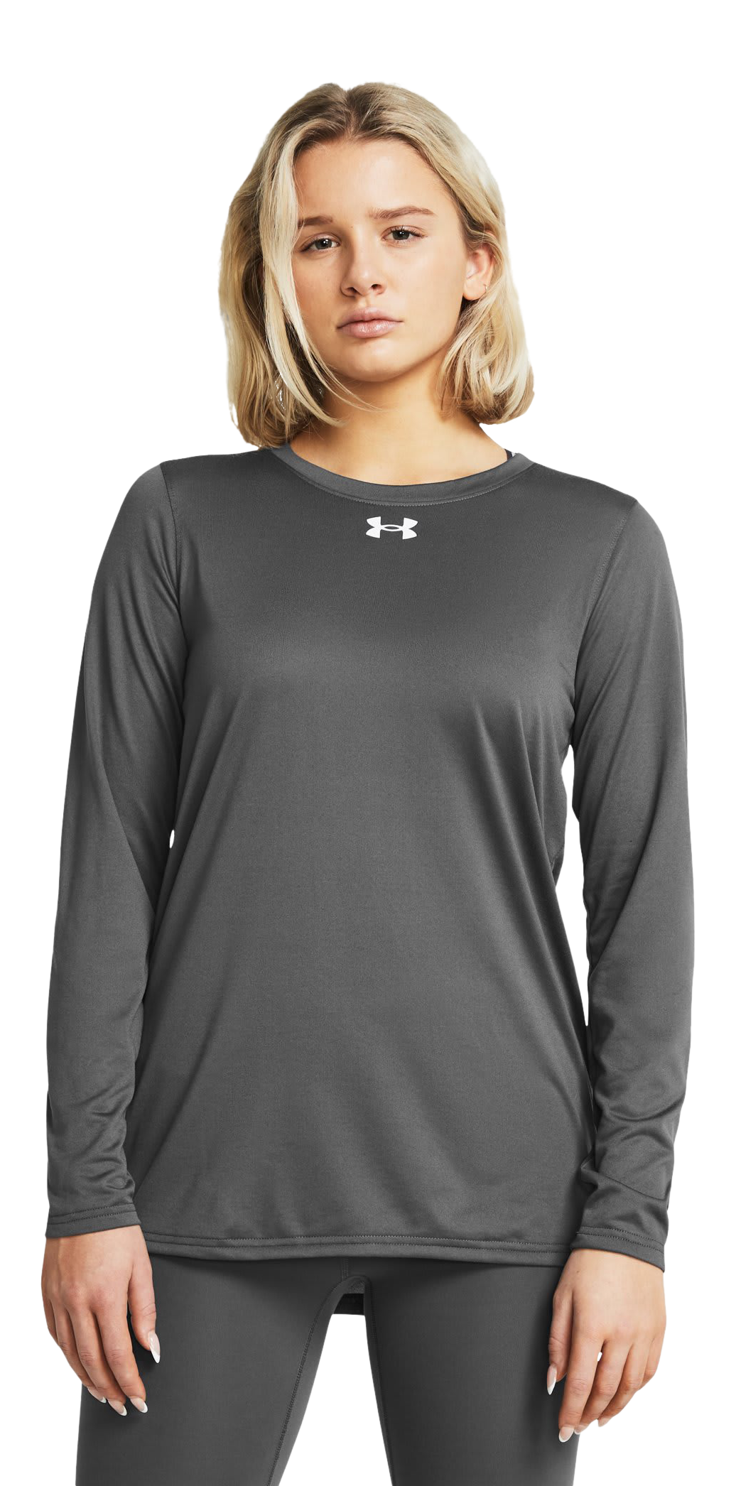 Image of Under Armour UA Tech Team Long-Sleeve Shirt for Ladies - Castlerock/White