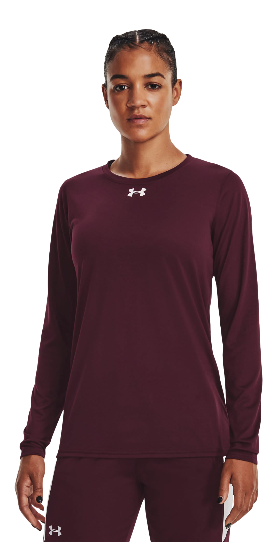 Image of Under Armour UA Tech Team Long-Sleeve Shirt for Ladies - Maroon/White