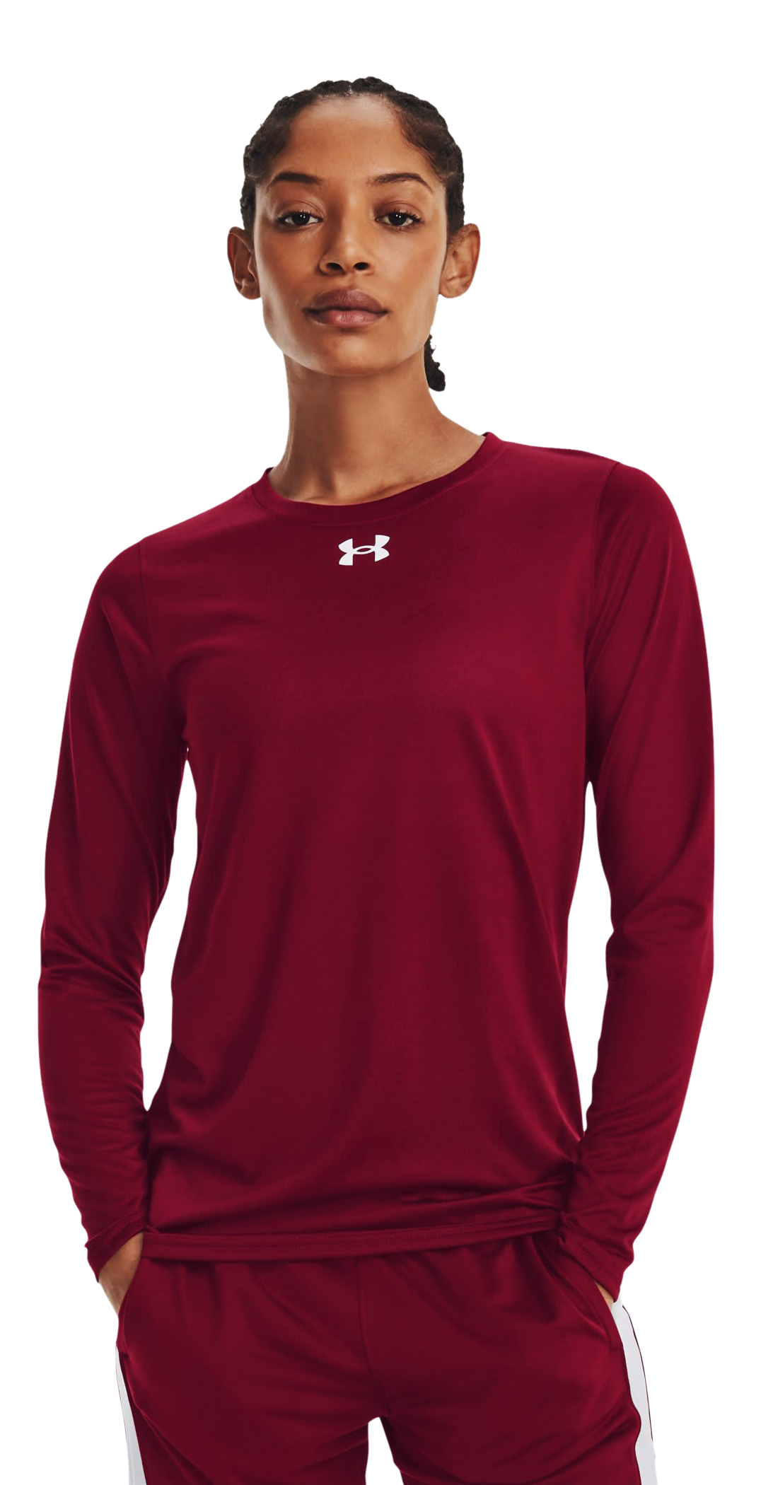 Image of Under Armour UA Tech Team Long-Sleeve Shirt for Ladies - Cardinal/White