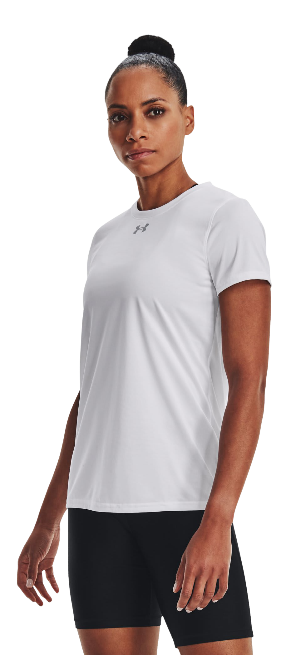 Image of Under Armour UA Tech Team Short-Sleeve Shirt for Ladies - White/Mod Gray
