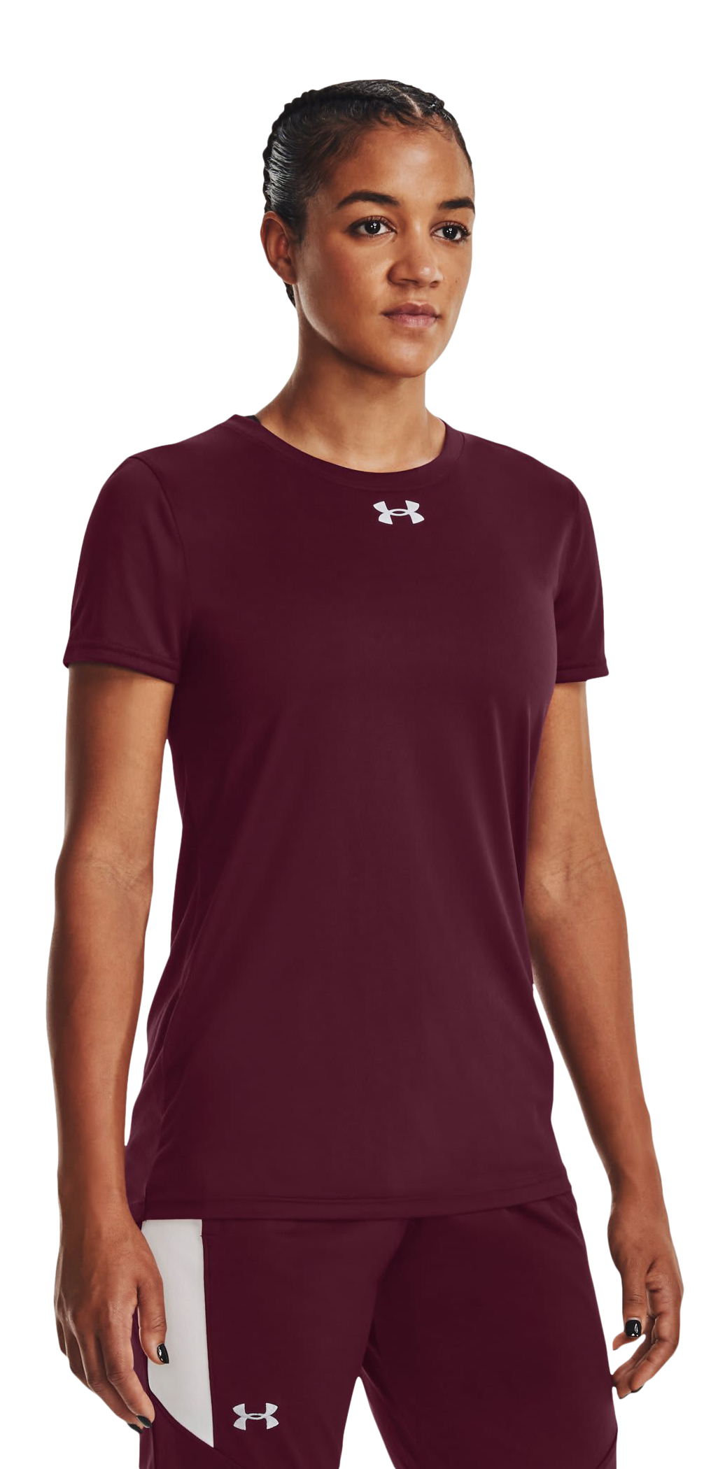 Image of Under Armour UA Tech Team Short-Sleeve Shirt for Ladies - Maroon/White