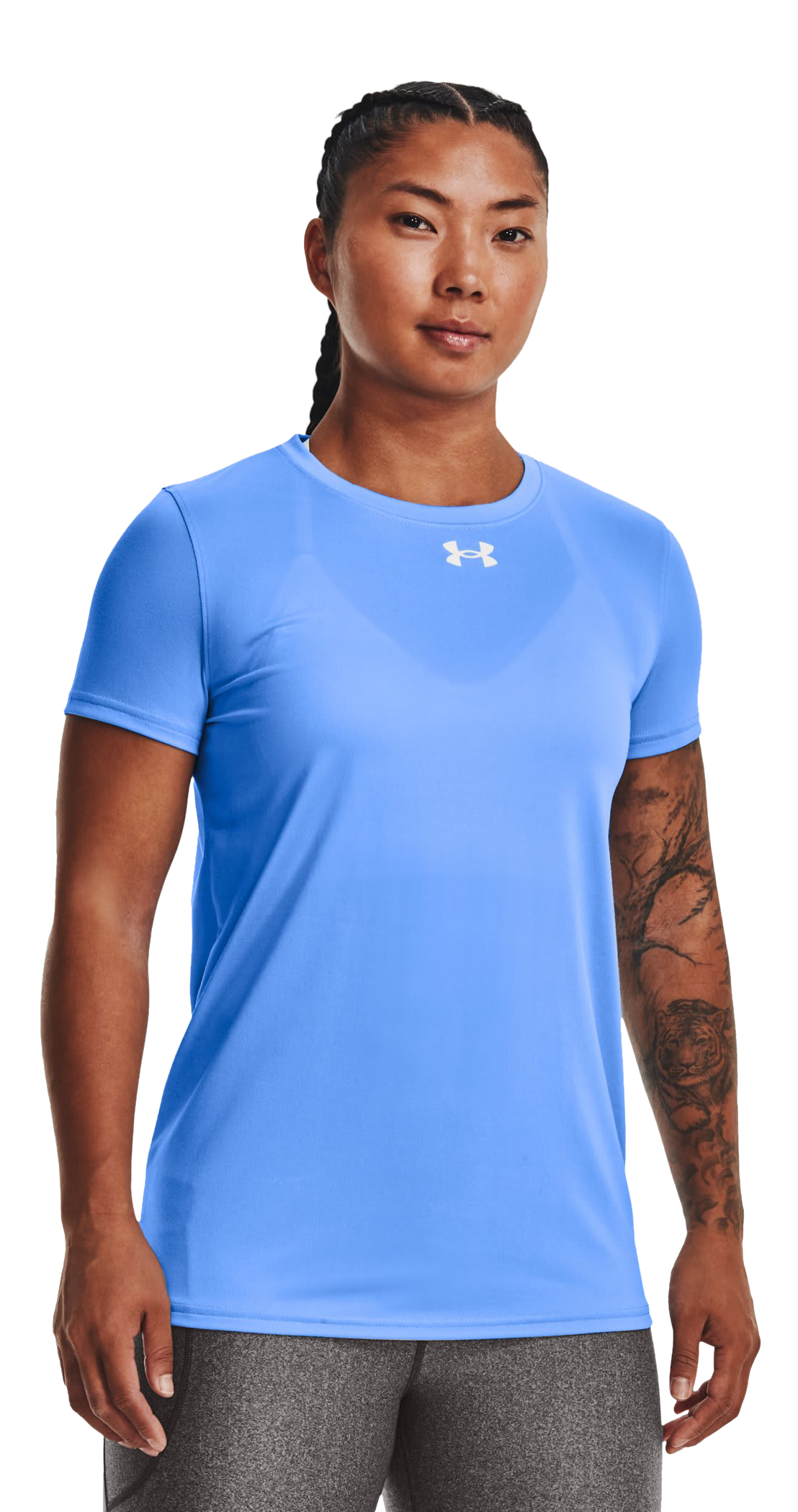 Image of Under Armour UA Tech Team Short-Sleeve Shirt for Ladies - Carolina Blue/White - XXLT