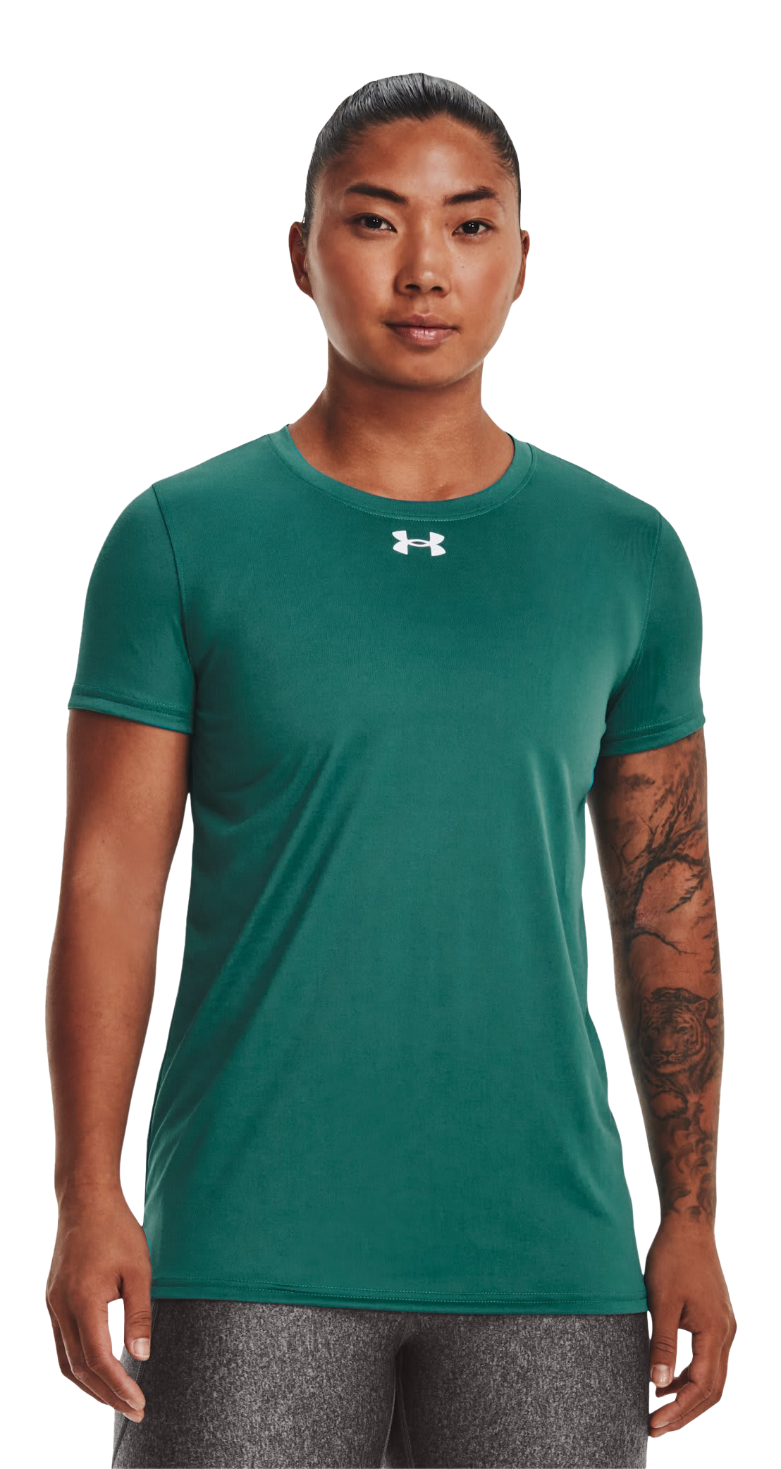 Image of Under Armour UA Tech Team Short-Sleeve Shirt for Ladies - Coastal Teal/White