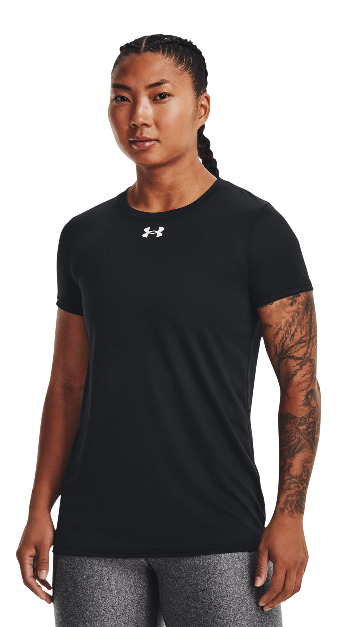 Image of Under Armour UA Tech Team Short-Sleeve Shirt for Ladies - Black/White - XXLT