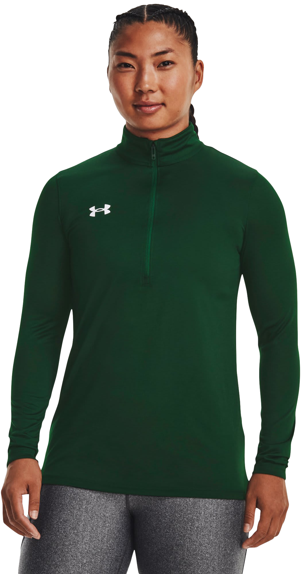Under Armour UA Tech Team Half-Zip Long-Sleeve Shirt for Ladies - Forest Green/White