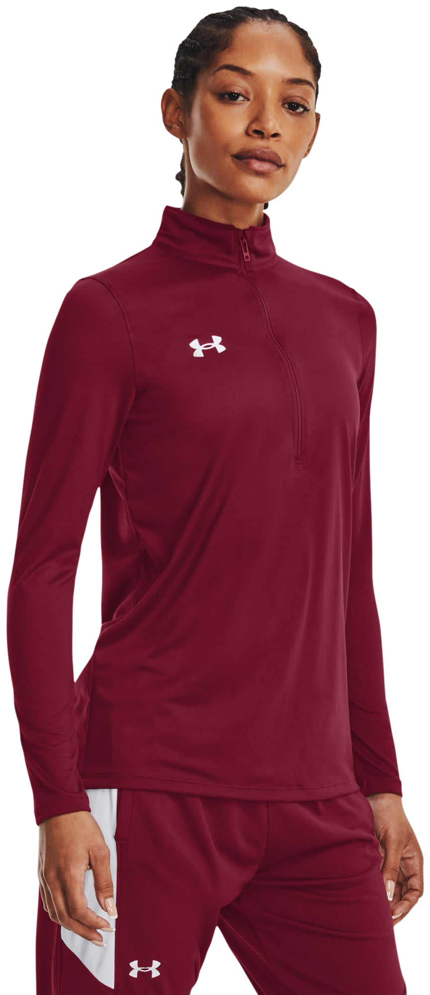 Image of Under Armour UA Tech Team Half-Zip Long-Sleeve Shirt for Ladies - Cardinal/White