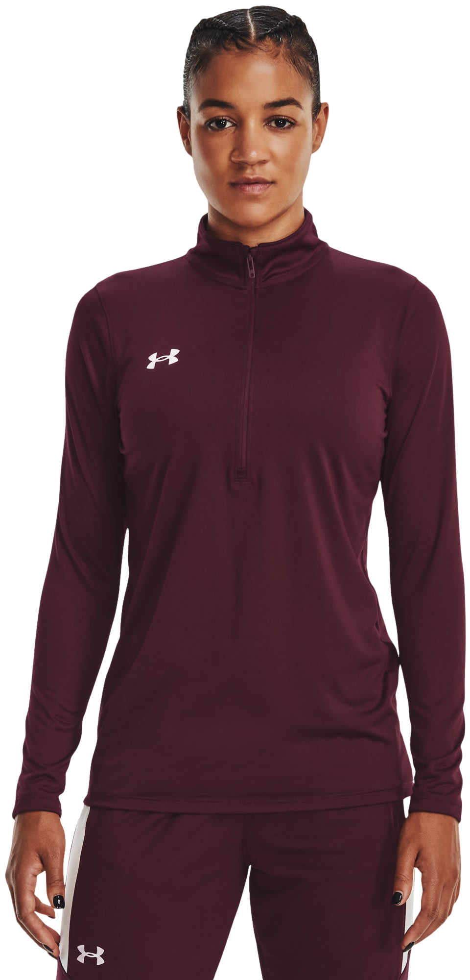 Image of Under Armour UA Tech Team Half-Zip Long-Sleeve Shirt for Ladies - Maroon/White