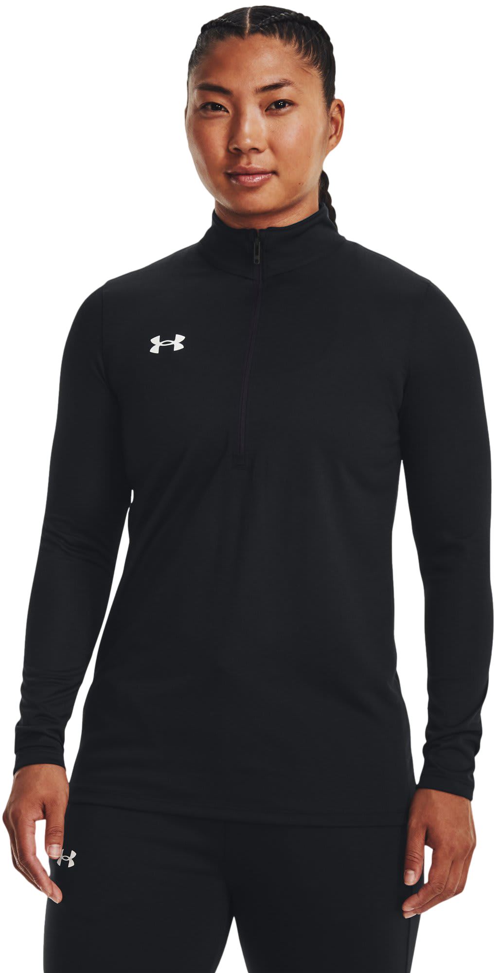Image of Under Armour UA Tech Team Half-Zip Long-Sleeve Shirt for Ladies - Black/White