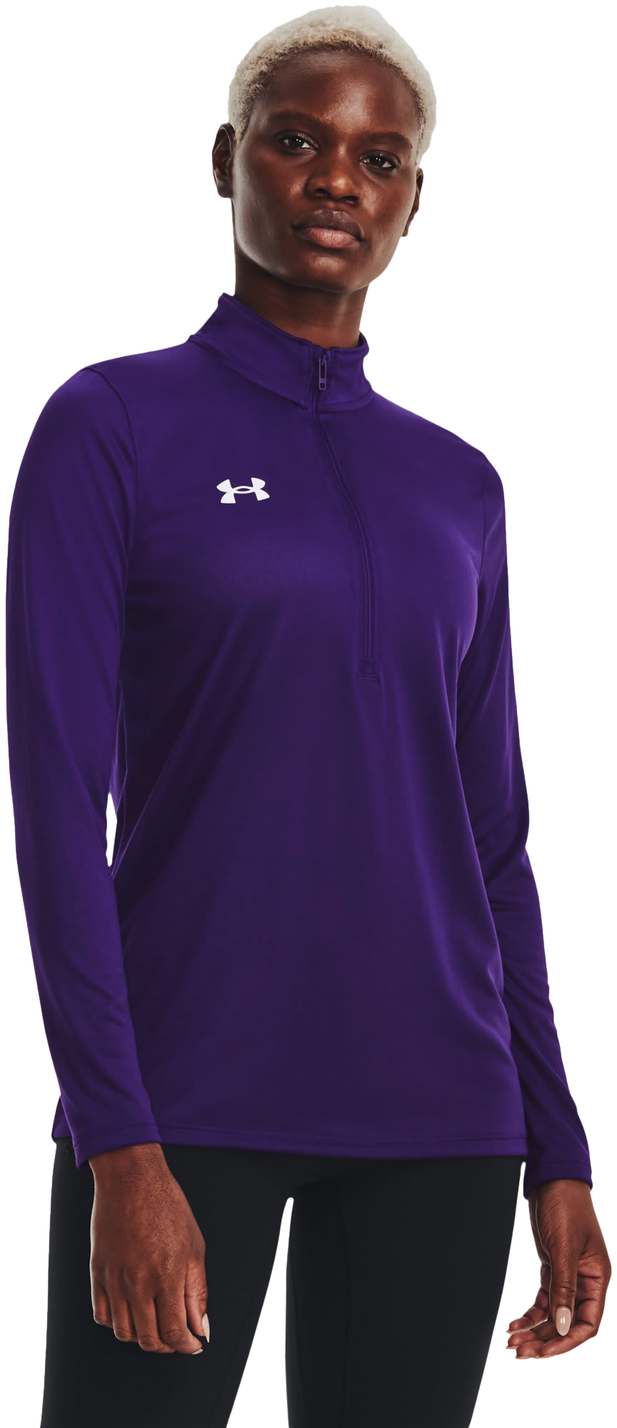Image of Under Armour UA Tech Team Half-Zip Long-Sleeve Shirt for Ladies - Purple/White - M