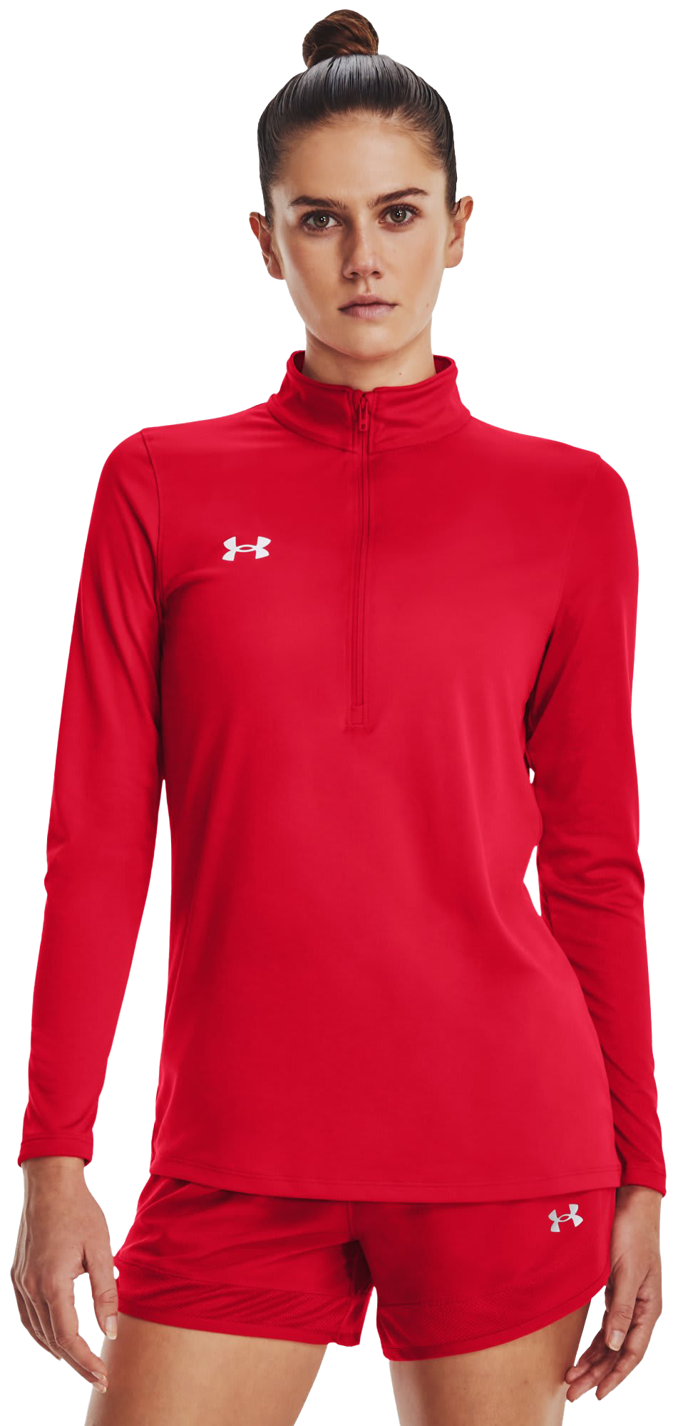 Image of Under Armour UA Tech Team Half-Zip Long-Sleeve Shirt for Ladies - Red/White - S