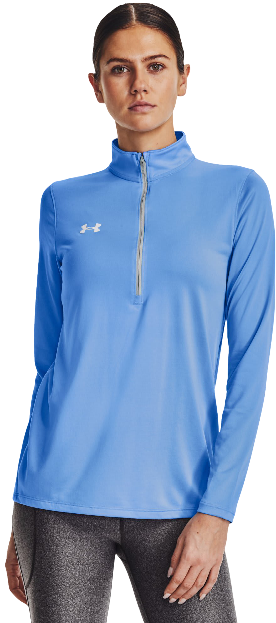 Image of Under Armour UA Tech Team Half-Zip Long-Sleeve Shirt for Ladies - Carolina Blue/White