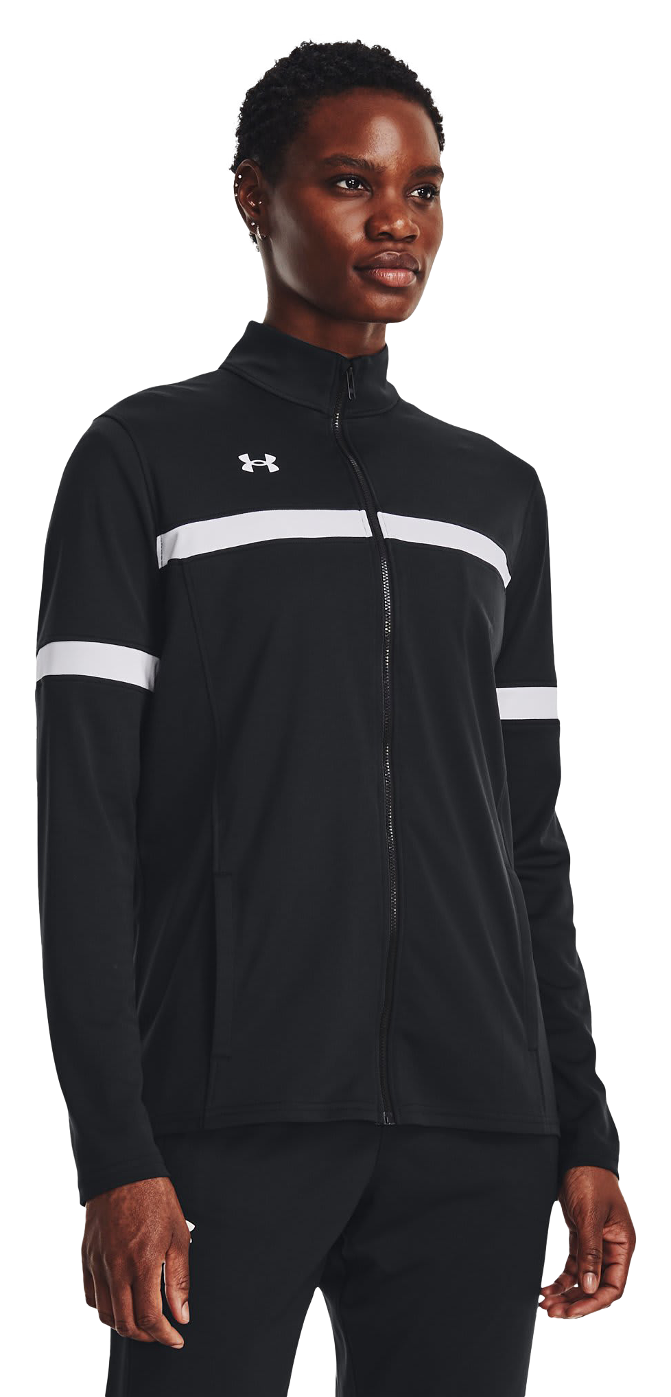 Image of Under Armour UA Knit Warm-Up Team Full-Zip Jacket for Ladies - Black/White - LT