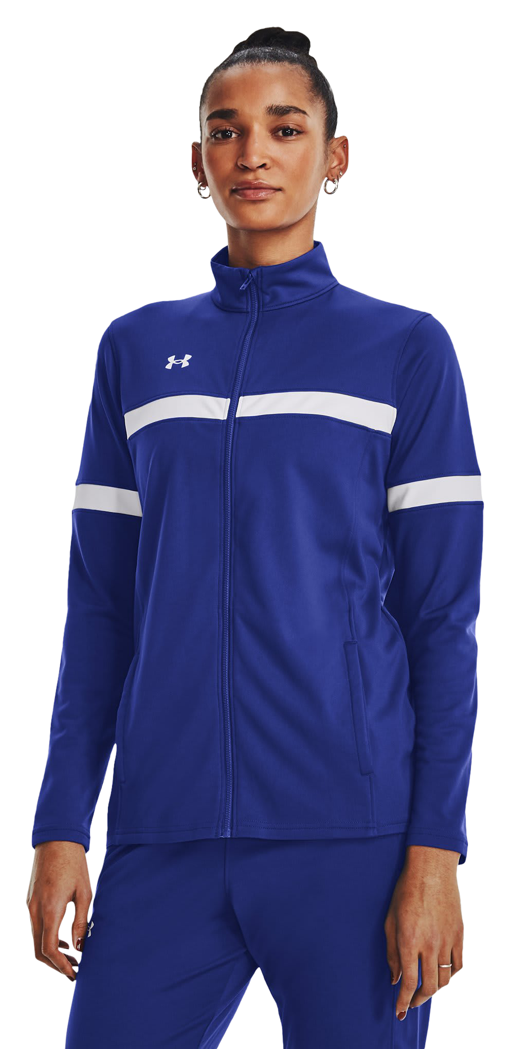 Image of Under Armour UA Knit Warm-Up Team Full-Zip Jacket for Ladies - Royal/White - XXL