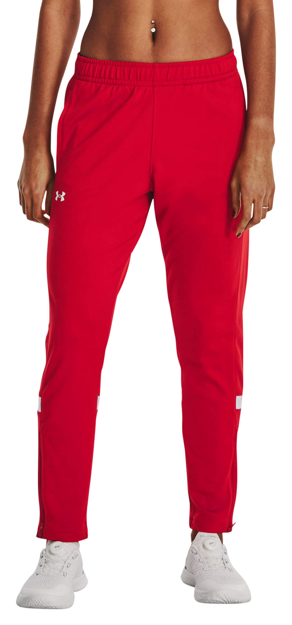 Image of Under Armour Knit Warm-Up Team Pants for Ladies - Red/White