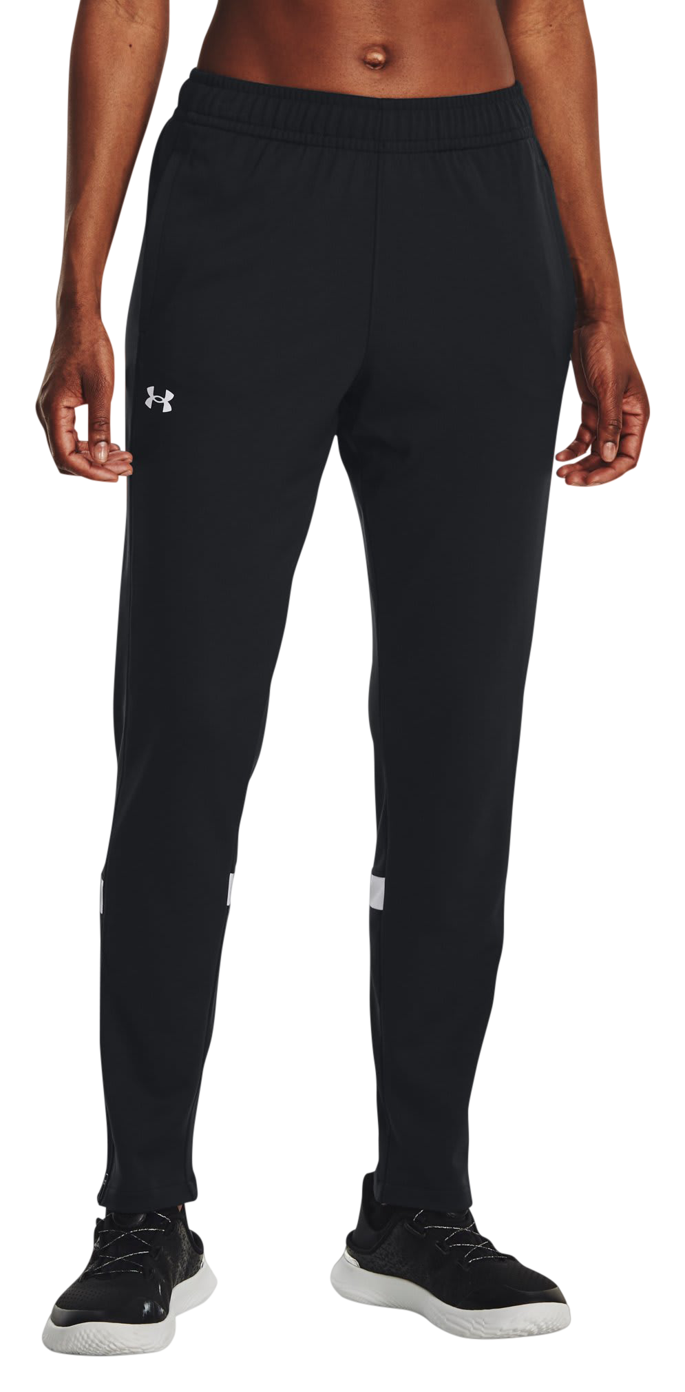 Image of Under Armour Knit Warm-Up Team Pants for Ladies - Black/White - L - Tall