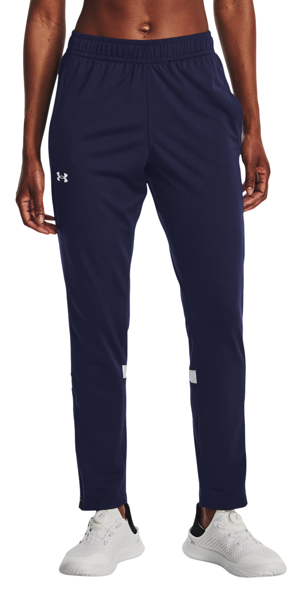 Image of Under Armour Knit Warm-Up Team Pants for Ladies - Midnight Navy/White