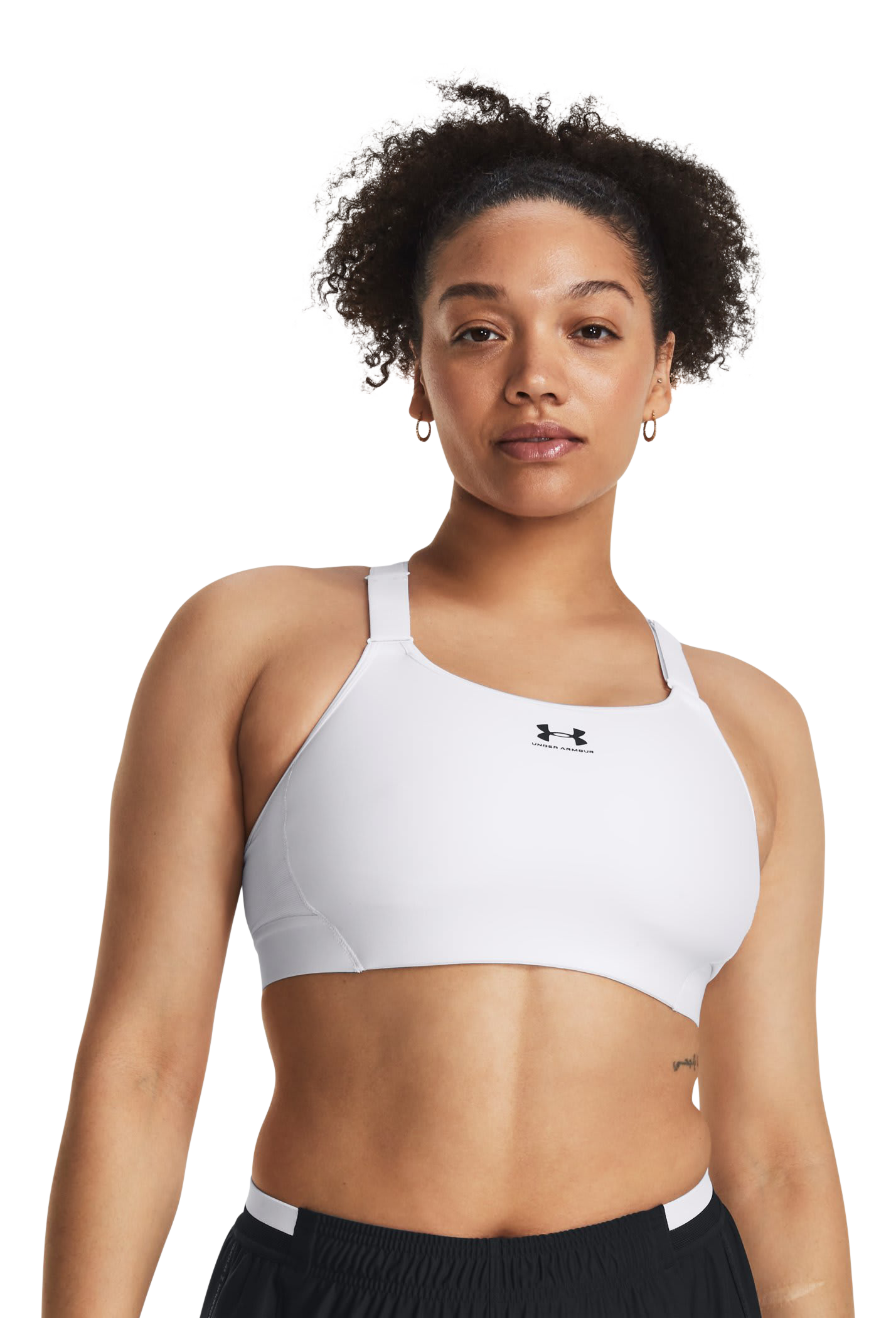 Image of Under Armour HeatGear Armour High Sports Bra for Ladies - White/Jet Gray