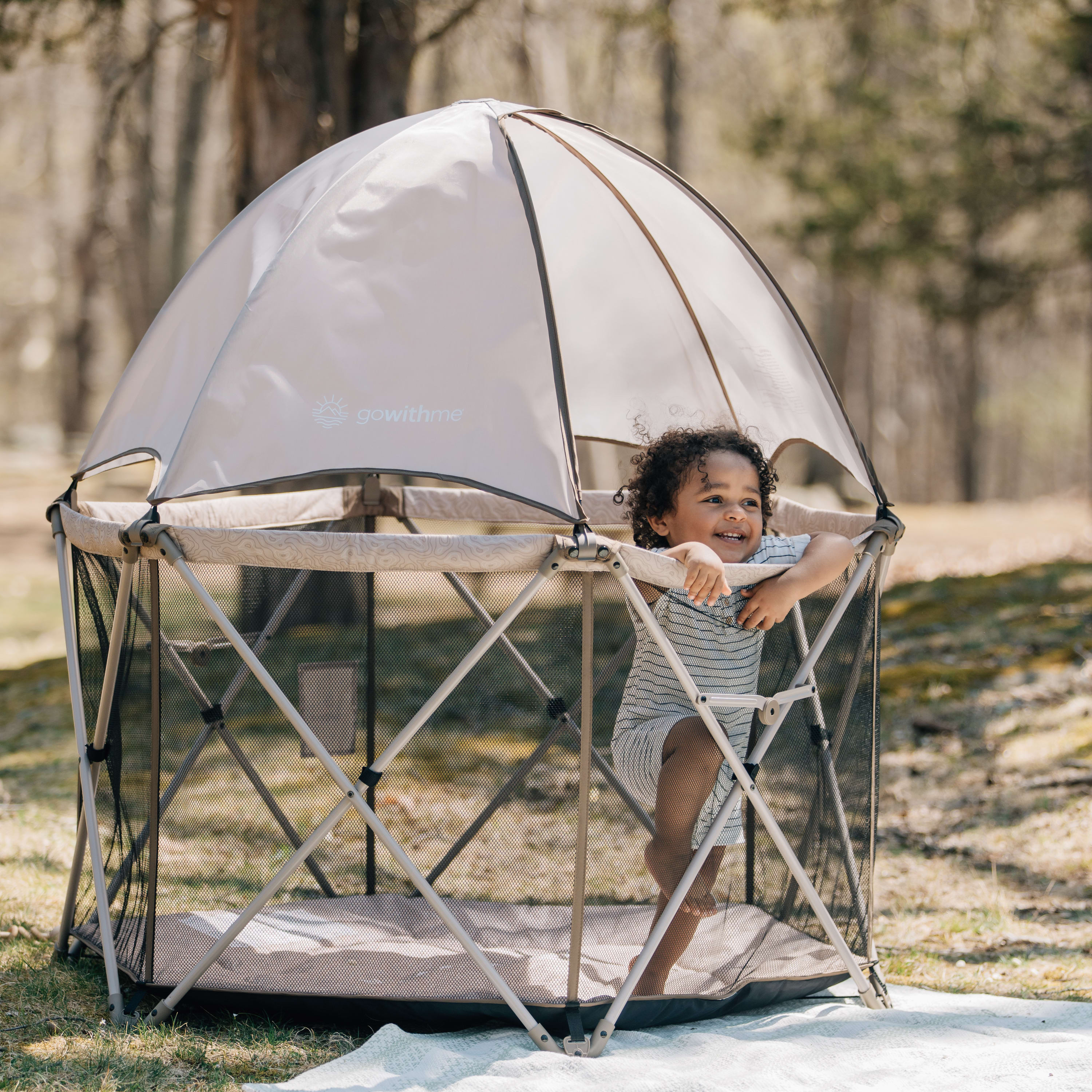 Image of Baby Delight Go With Me Eclipse Deluxe Portable Playard with Canopy - Sandstone