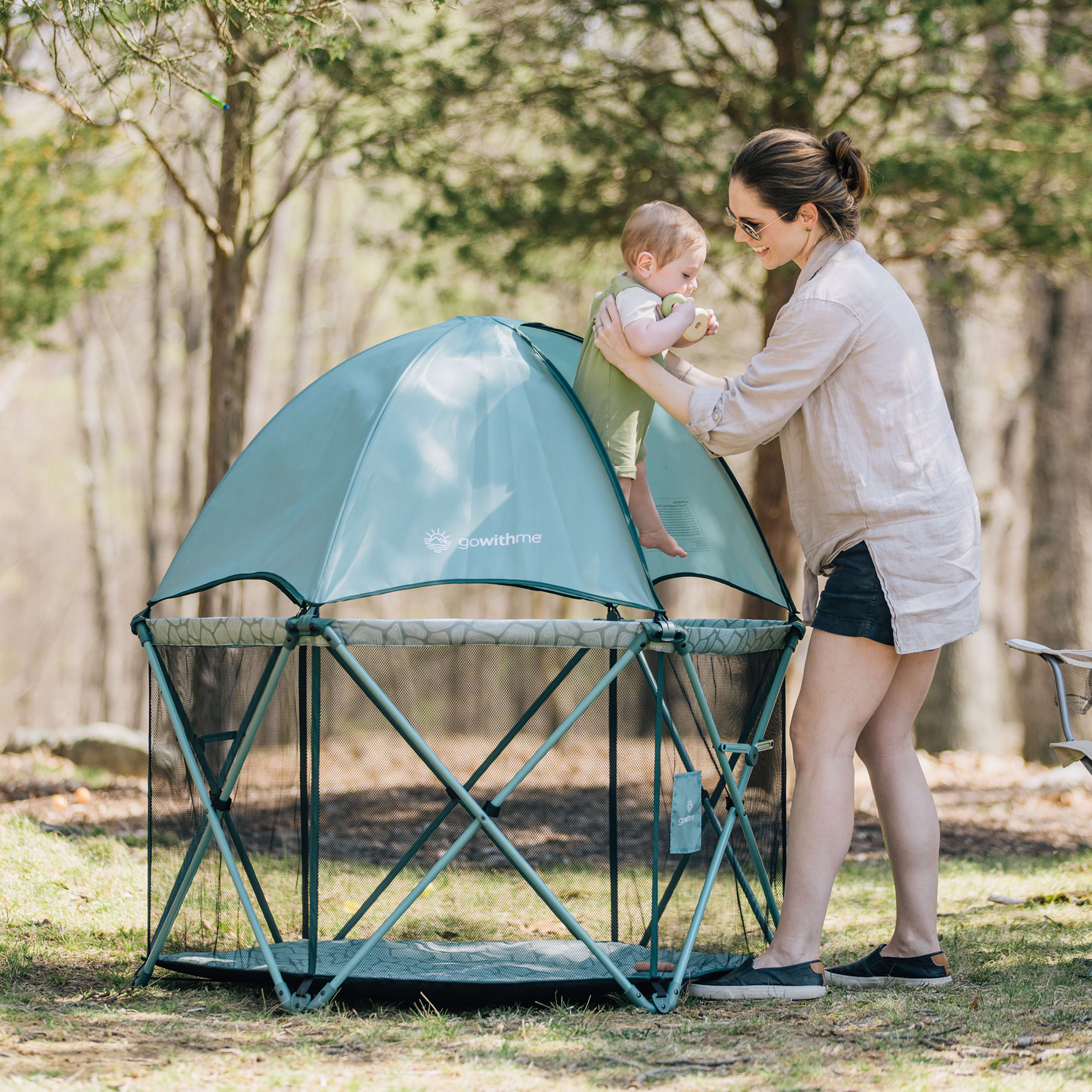 Image of Baby Delight Go With Me Eclipse Deluxe Portable Playard with Canopy - Garden Green