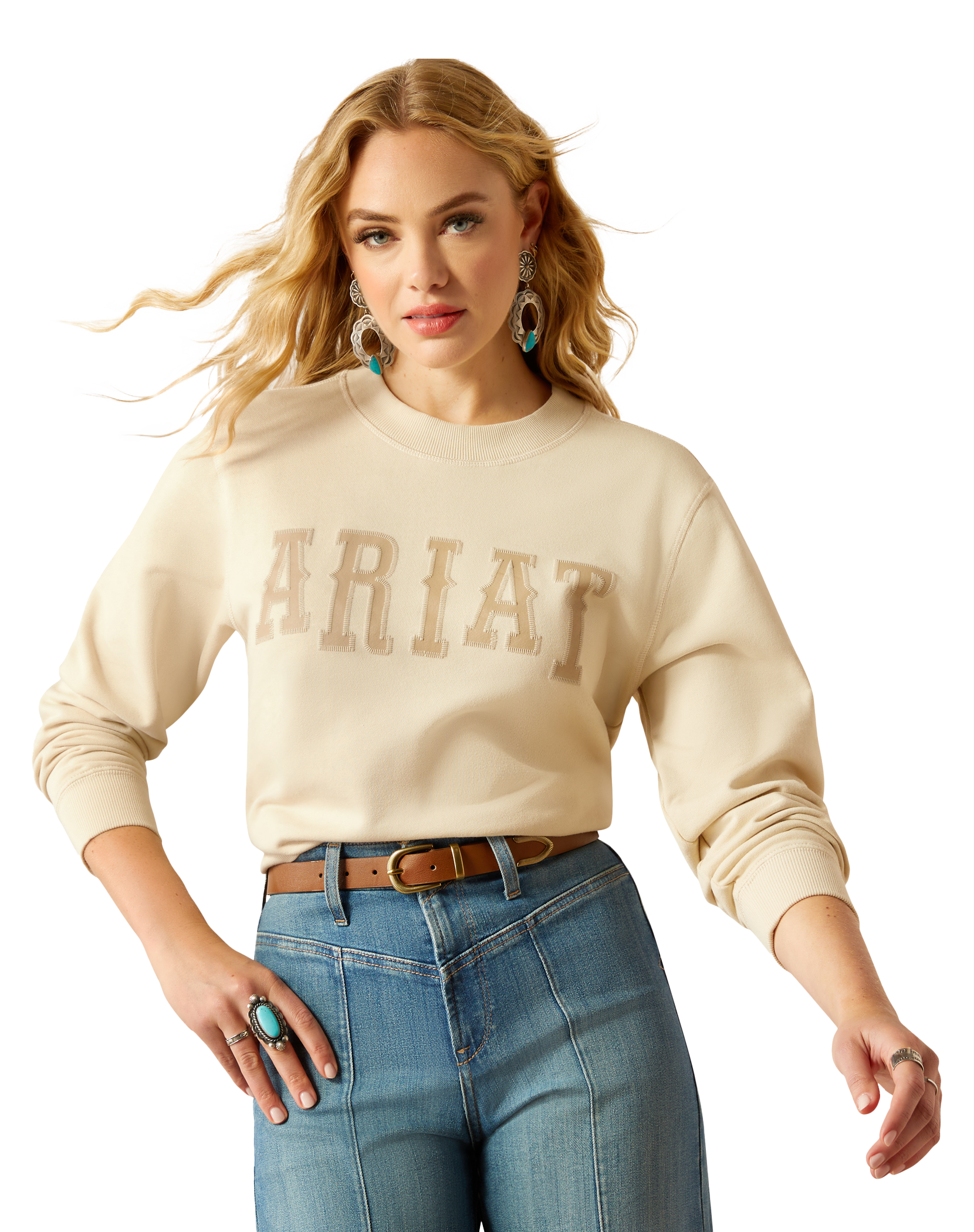 Image of Ariat Essential Crew Sweatshirt for Ladies - Summer Sand - L